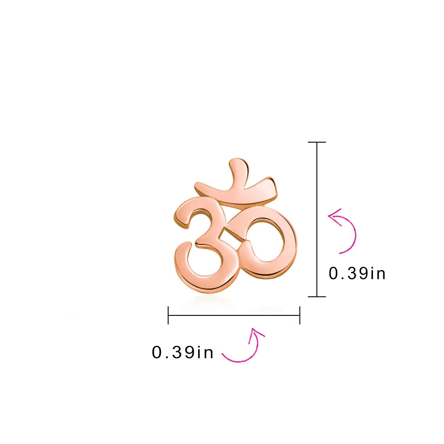 Buddhist Zen Ohm Symbol Stud Earrings in Rose Gold Sterling Silver - Image 8