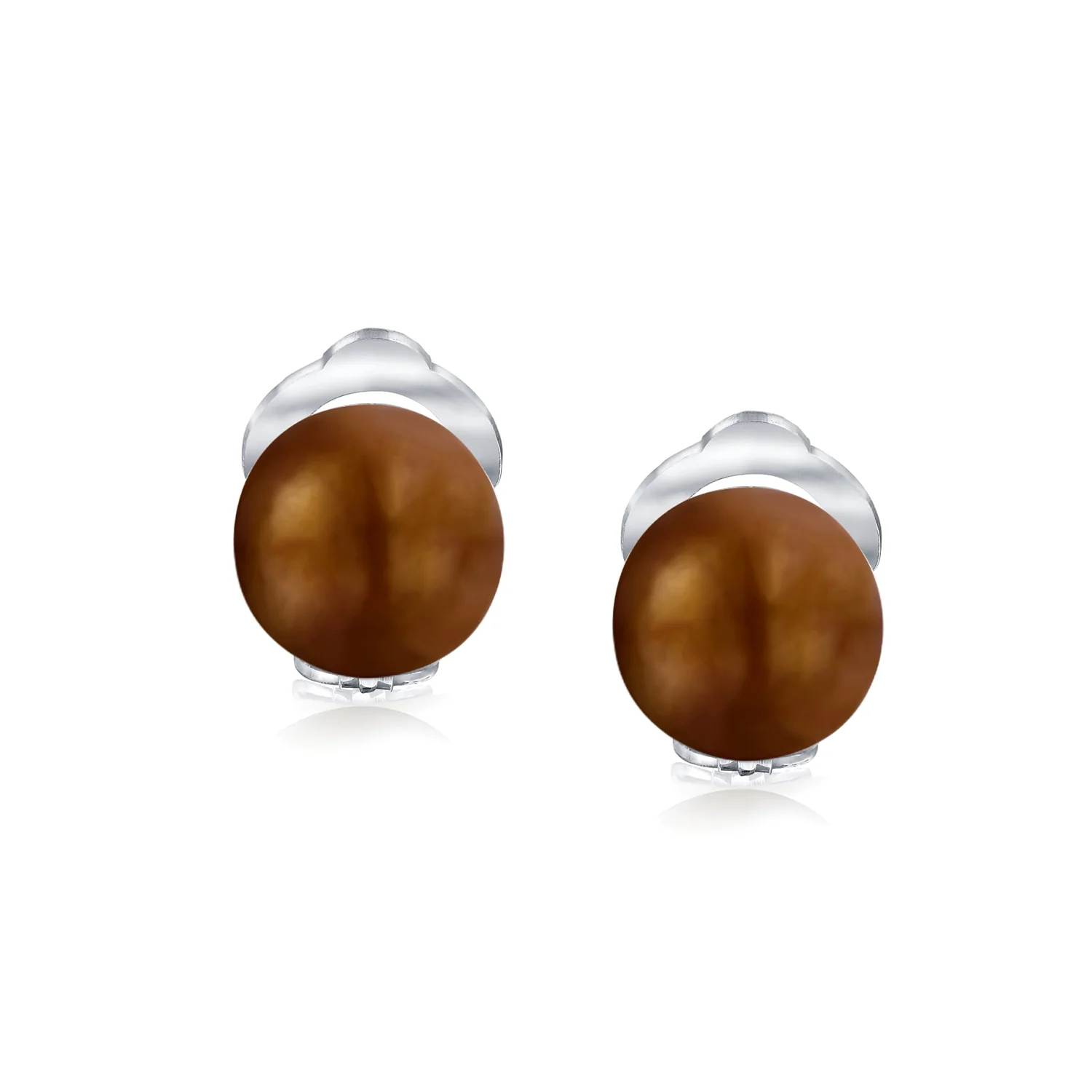 Button Style Freshwater Pearl Clip-On Earrings Sterling Silver Non-Pierced Ears - Image 10