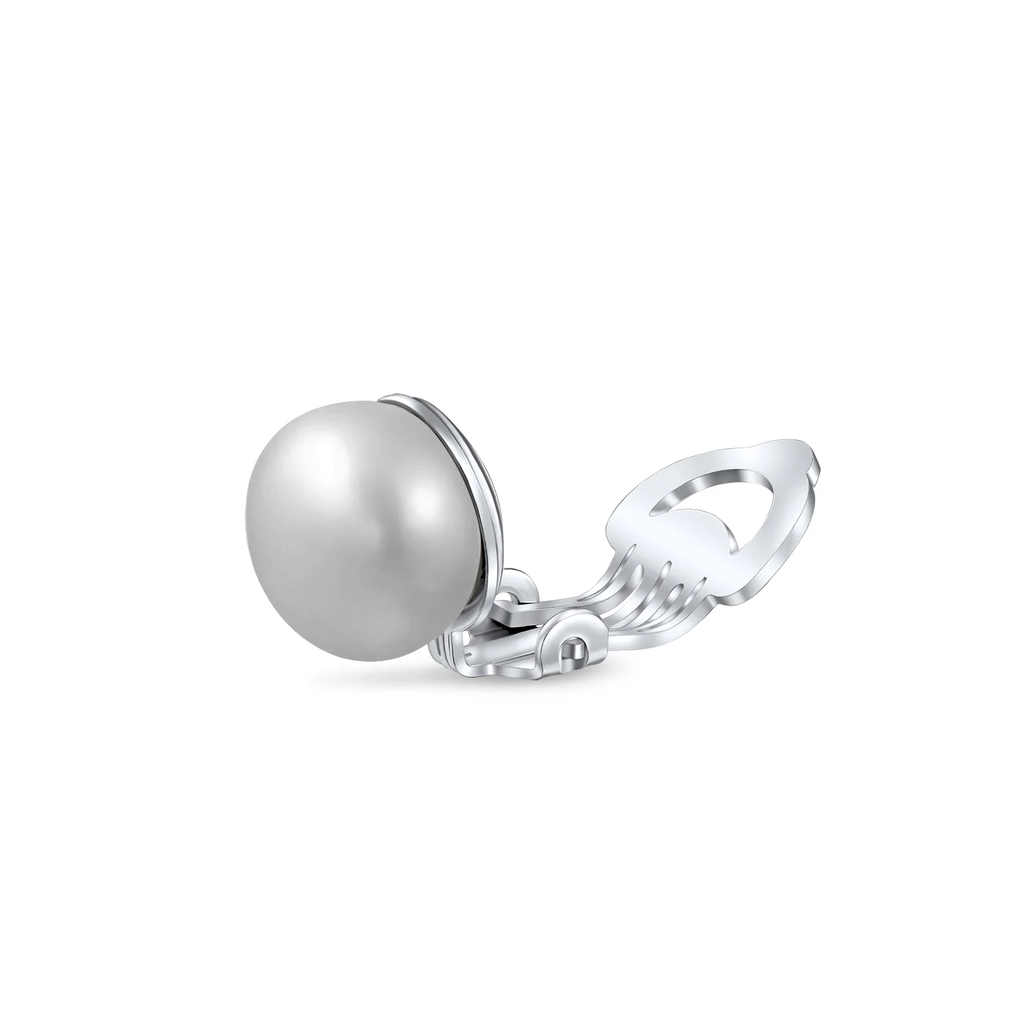 Button Style Freshwater Pearl Clip-On Earrings Sterling Silver Non-Pierced Ears - Image 14