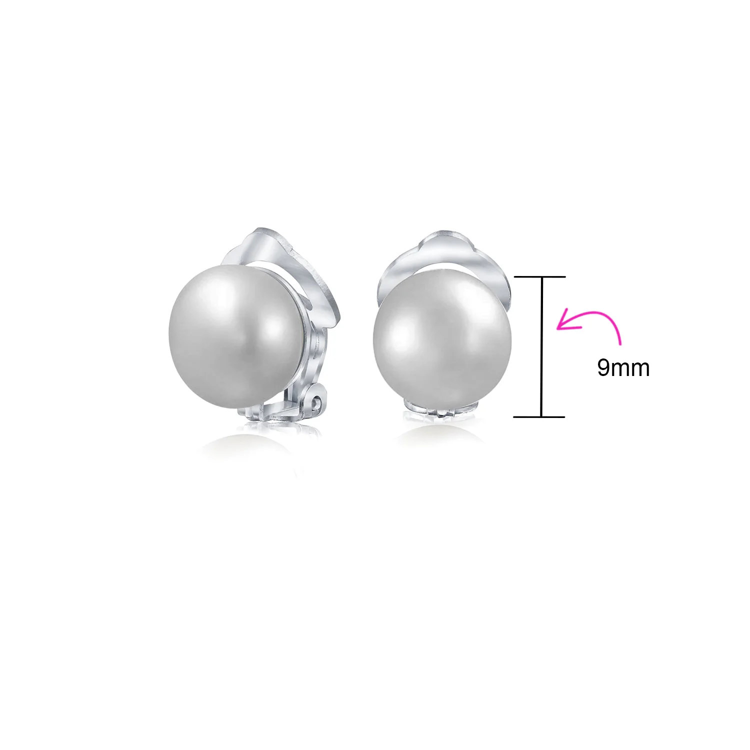 Button Style Freshwater Pearl Clip-On Earrings Sterling Silver Non-Pierced Ears - Image 24