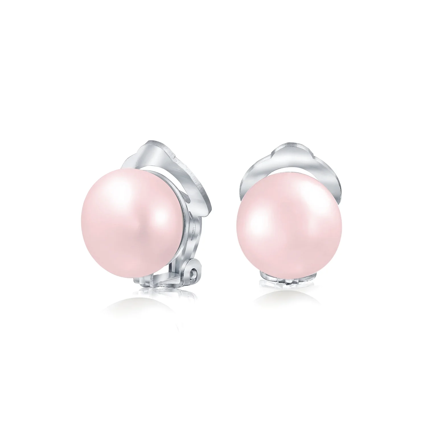 Button Style Freshwater Pearl Clip-On Earrings Sterling Silver Non-Pierced Ears - Image 3