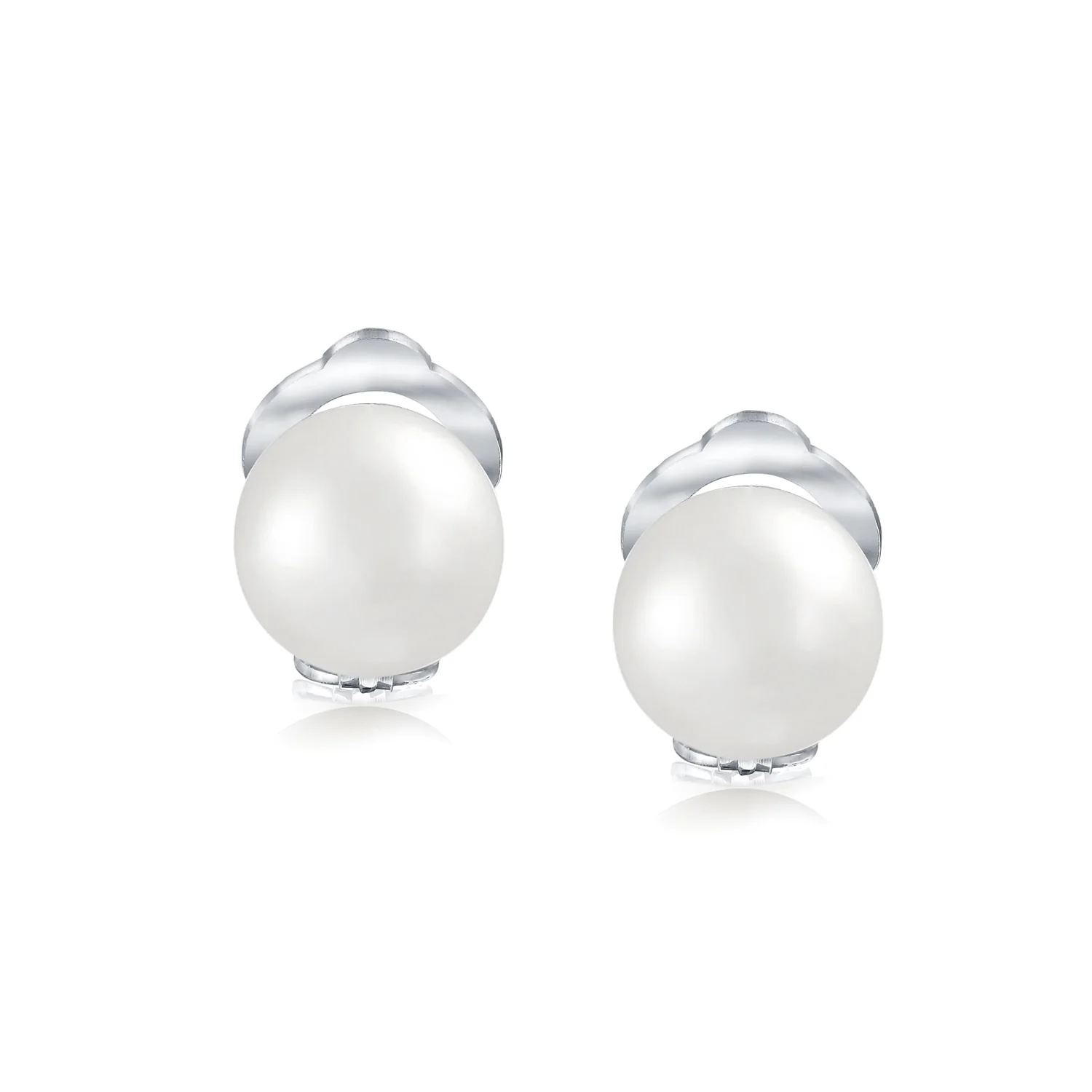 Button Style Freshwater Pearl Clip-On Earrings Sterling Silver Non-Pierced Ears - Image 7