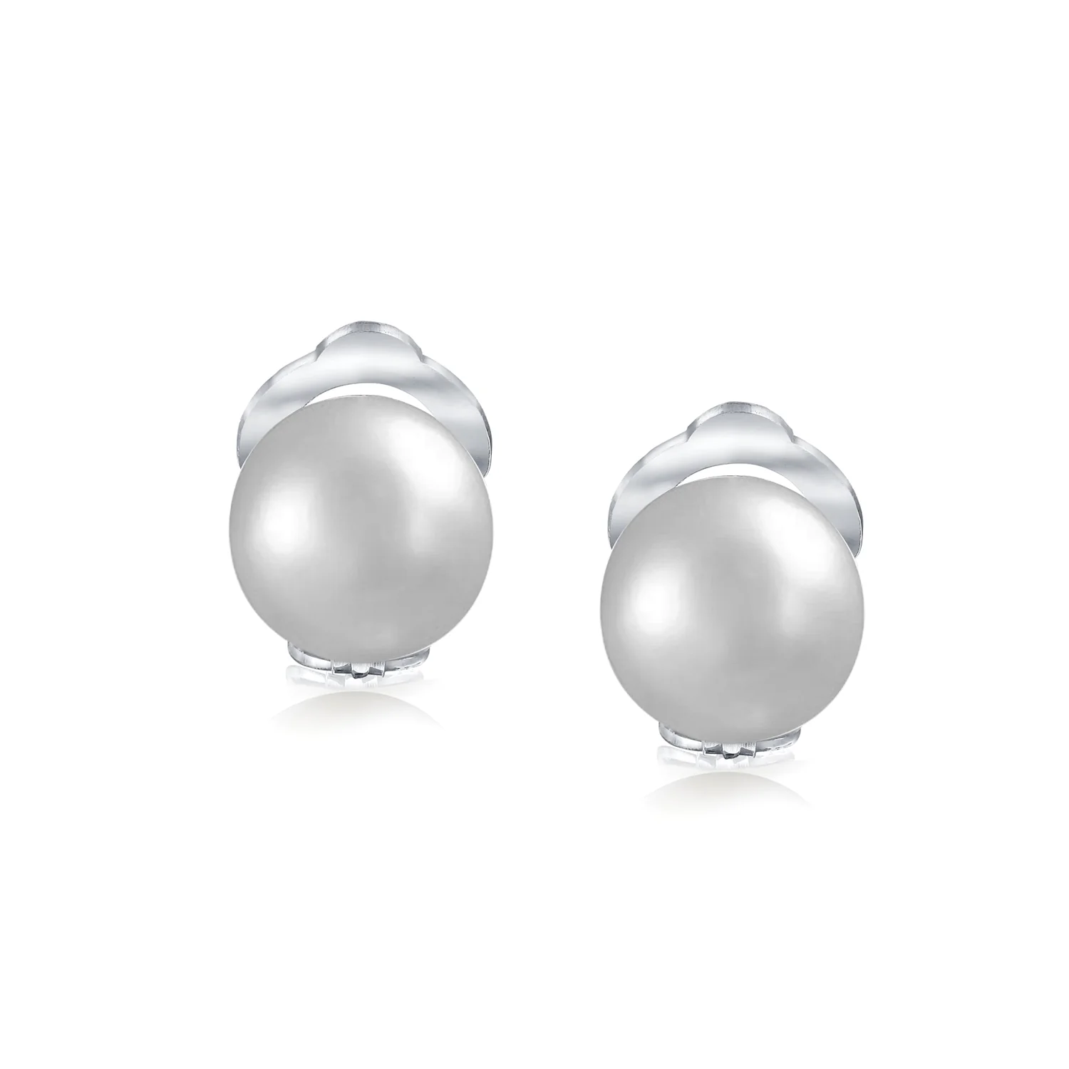 Button Style Freshwater Pearl Clip-On Earrings Sterling Silver Non-Pierced Ears - Image 9