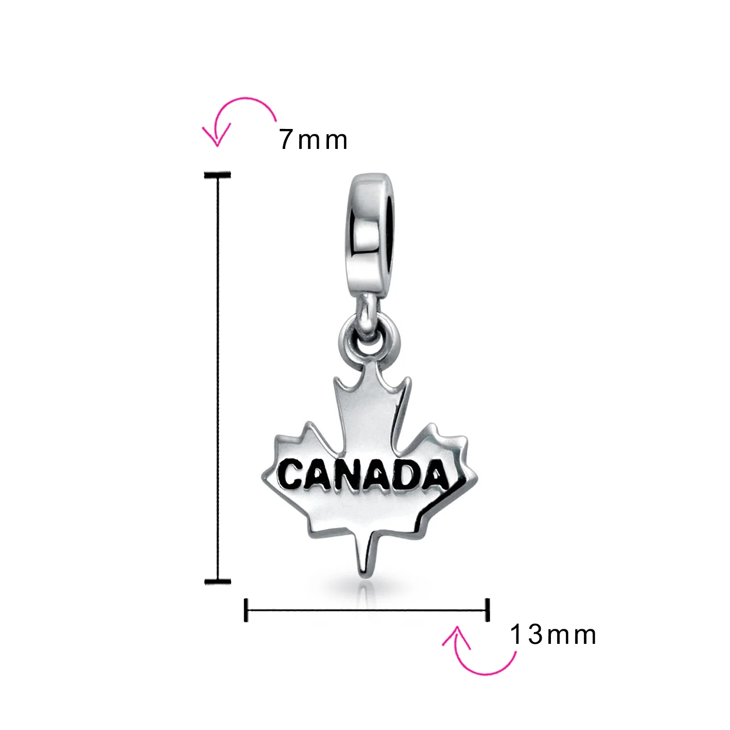 Canada Symbol Maple Leaf Dangle Charm Bead .925 Sterling Silver For Bracelet - Image 6