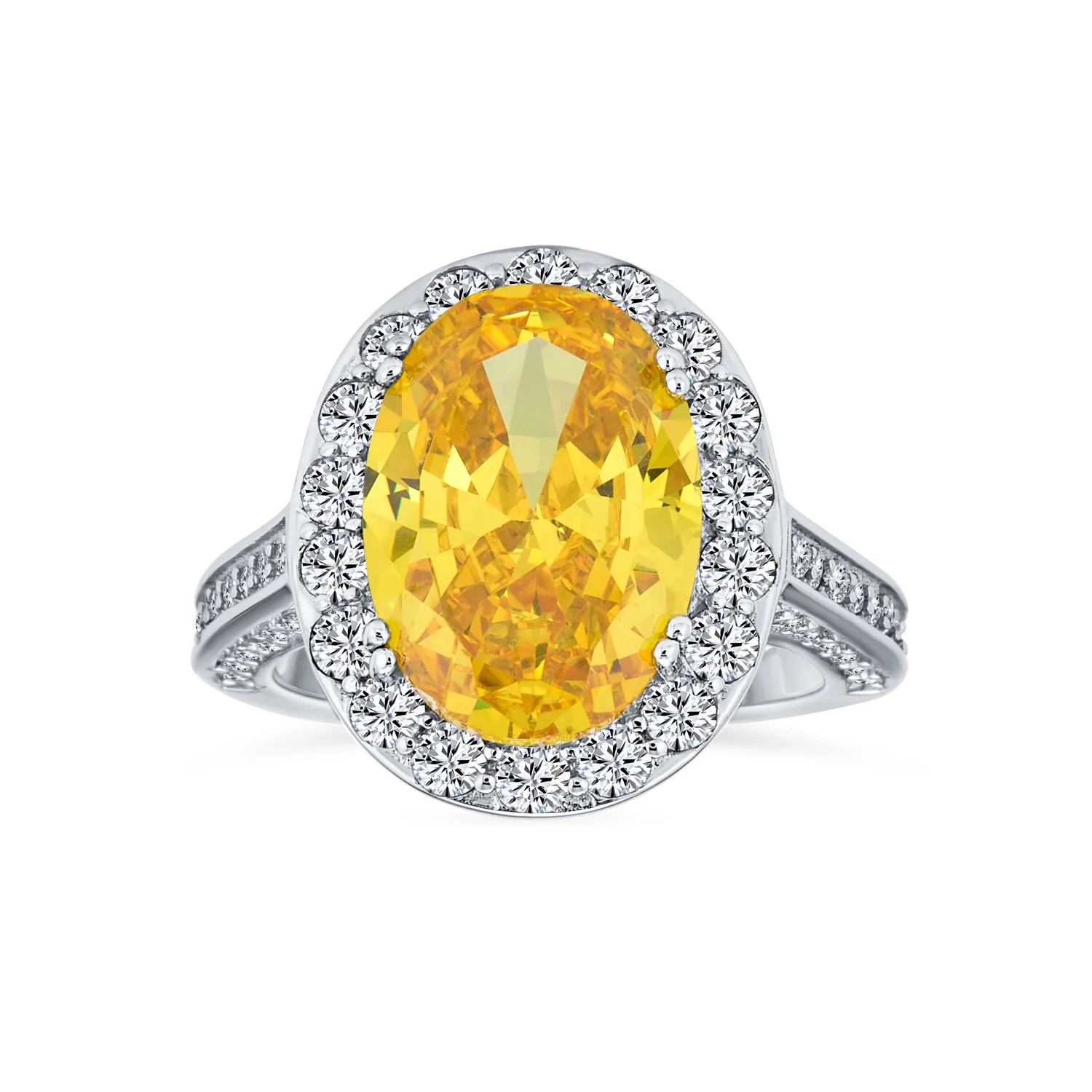Vintage Style 6CT Oval Halo CZ Cubic Zirconia Engagement Cocktail Ring Sterling Silver Pave Side Stones - Image 2