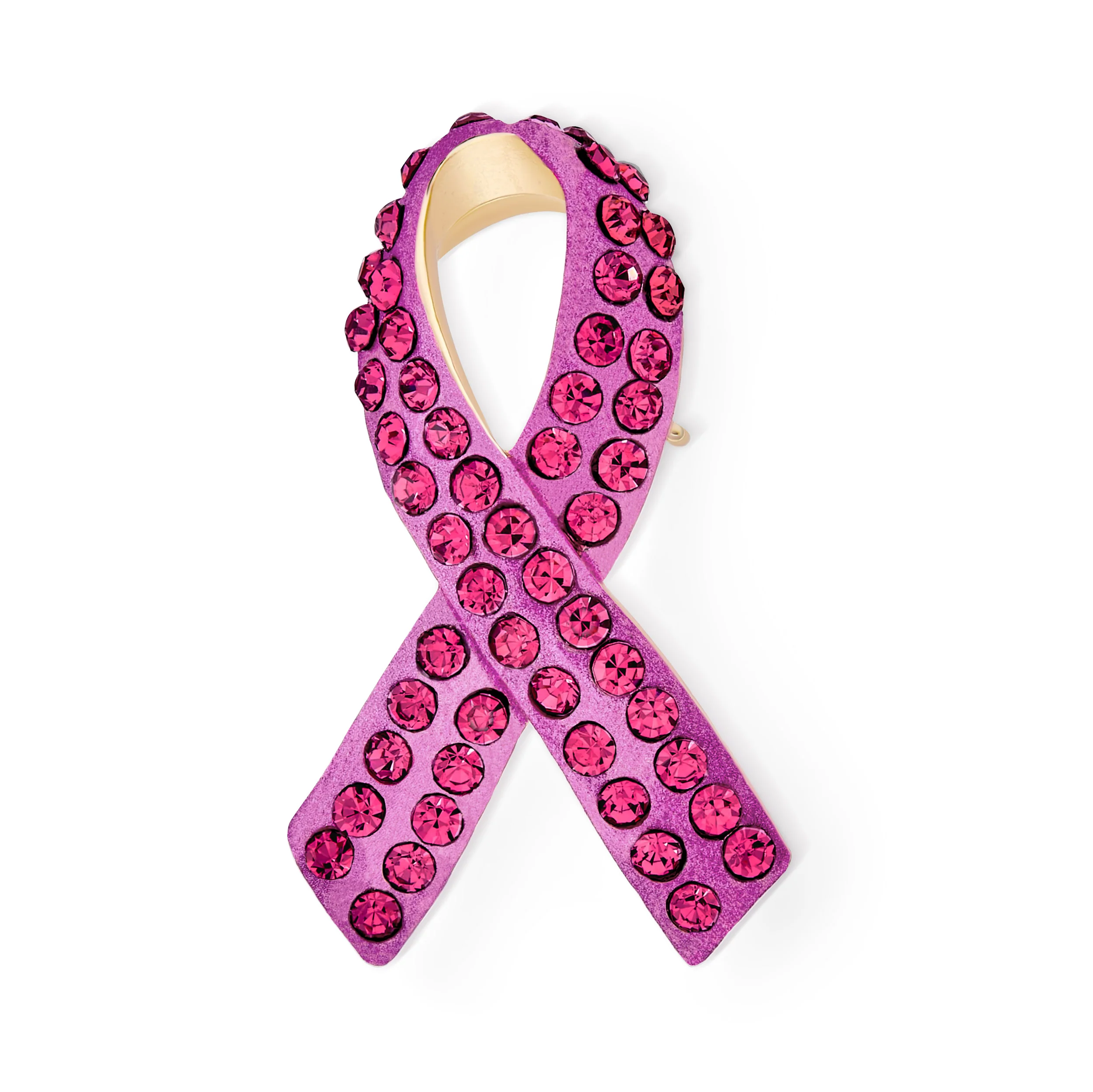 Cancer Awareness Brooche Pin Pink Crystal Enamel Support Symbol Jewelry - Image 2
