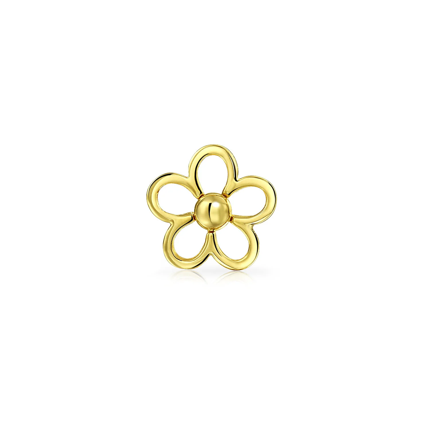 Tiny Petite 14K Yellow Gold Daisy Flower Cartilage Ear Lobe Stud Earring Secure Clutch Screw back - Image 2