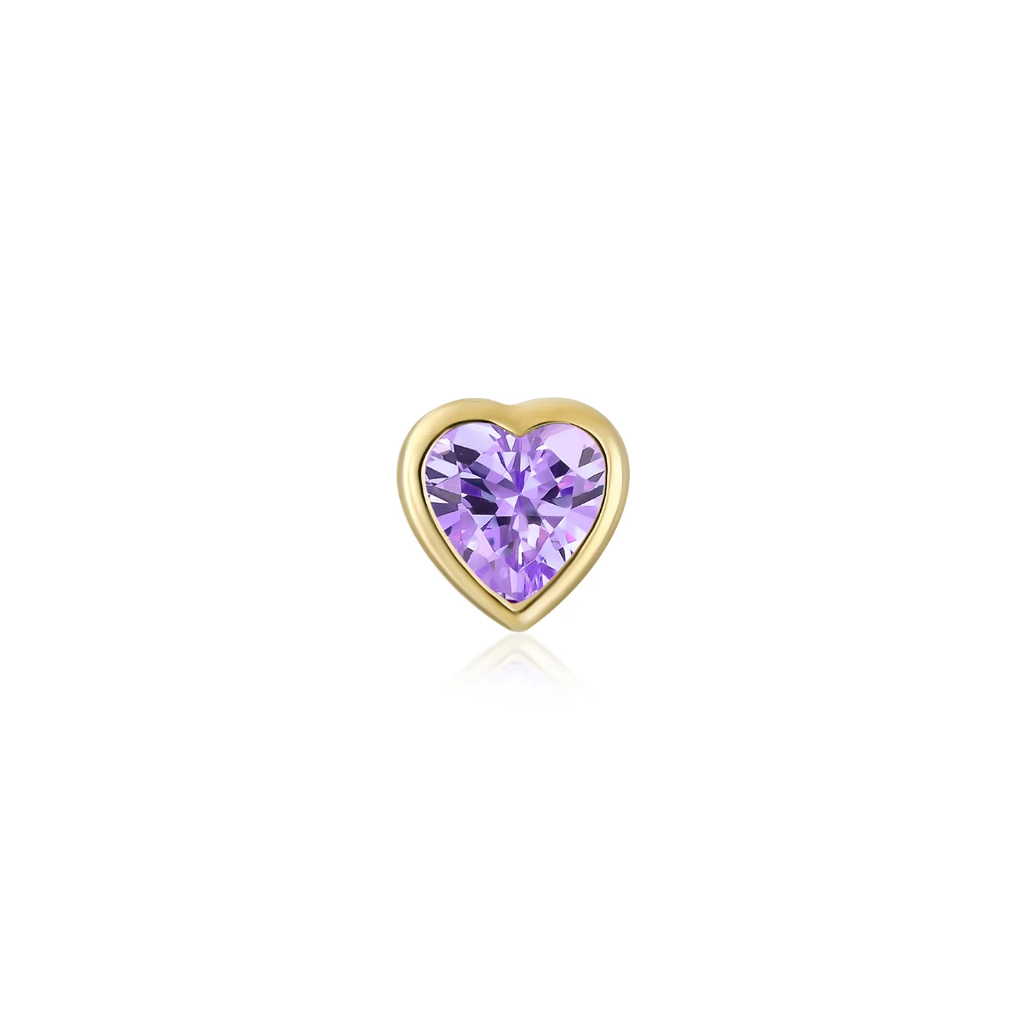 Tiny Cubic Zirconia Heart Cartilage Ear Stud 14K Gold Simulated Birthstone 4MM - Image 10