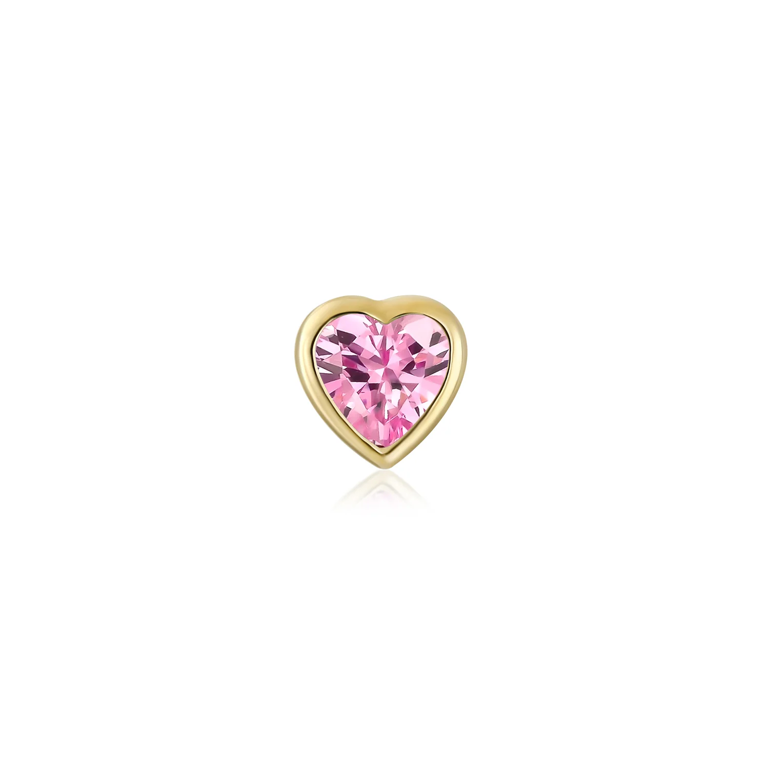 Tiny Cubic Zirconia Heart Cartilage Ear Stud 14K Gold Simulated Birthstone 4MM - Image 7