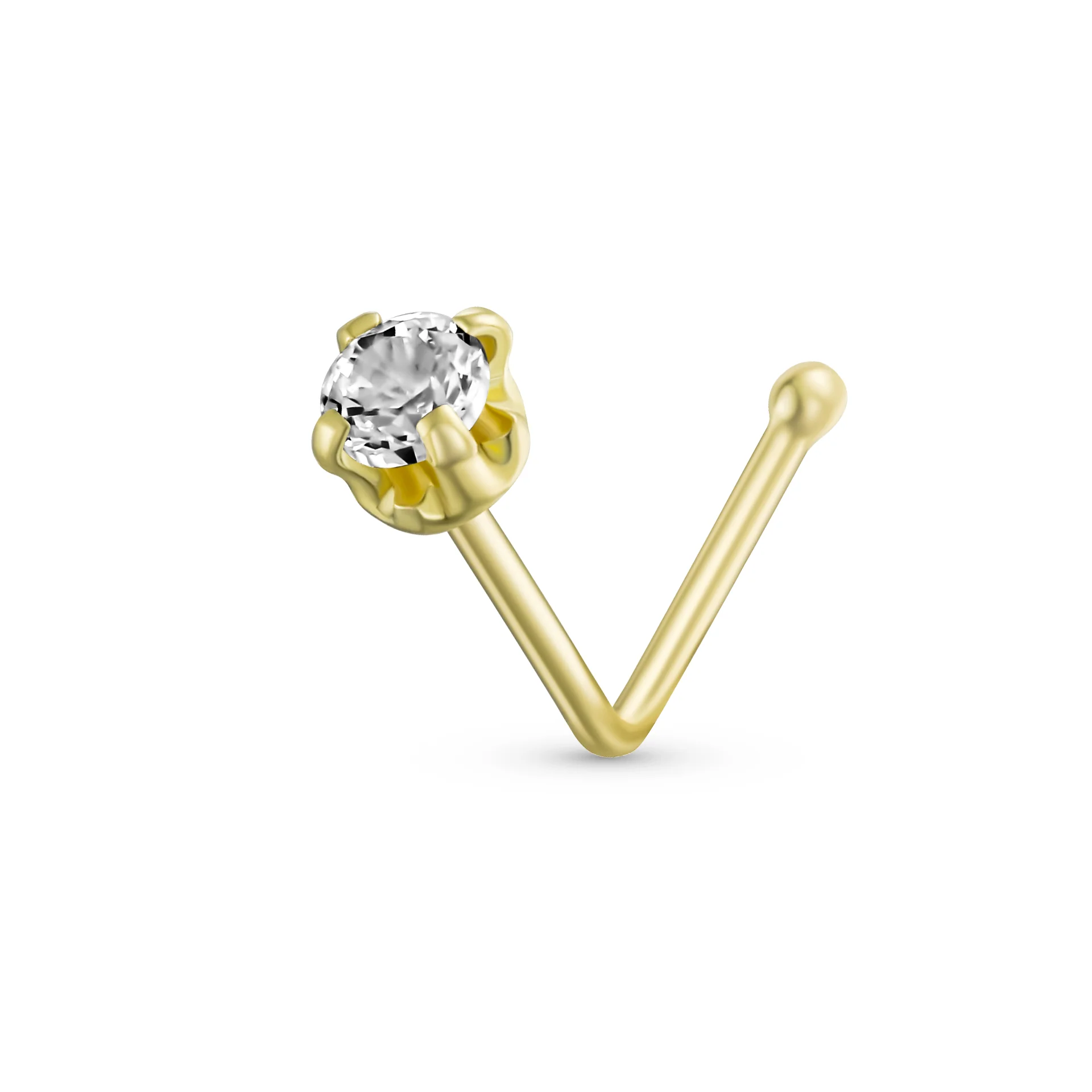 Mini 10K Gold Cartilage Ear Stud L Shape Nose Tragus Helix Piercing Jewelry 9MM - Image 2