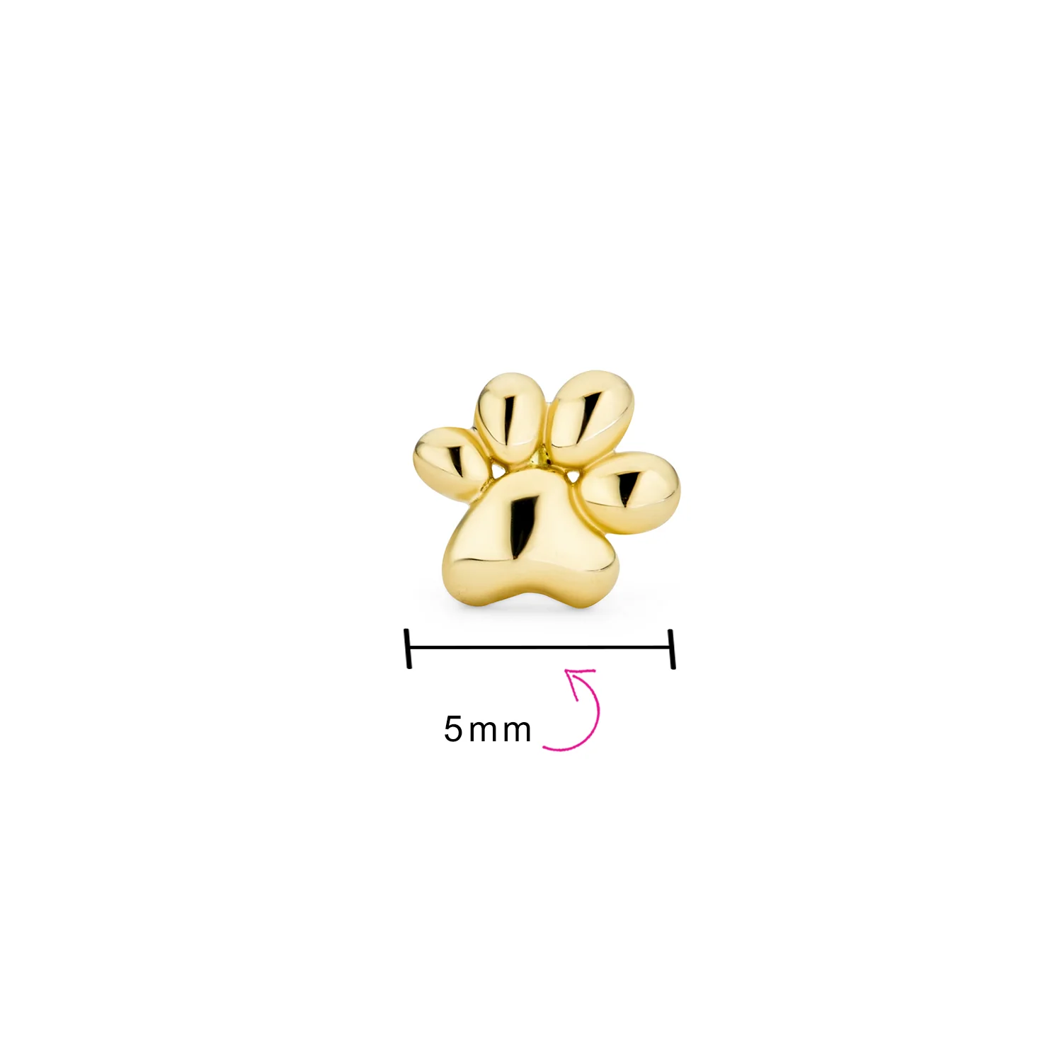14K Gold Cartilage Ear Stud Pet Paw Print Safety Screwback - Image 4