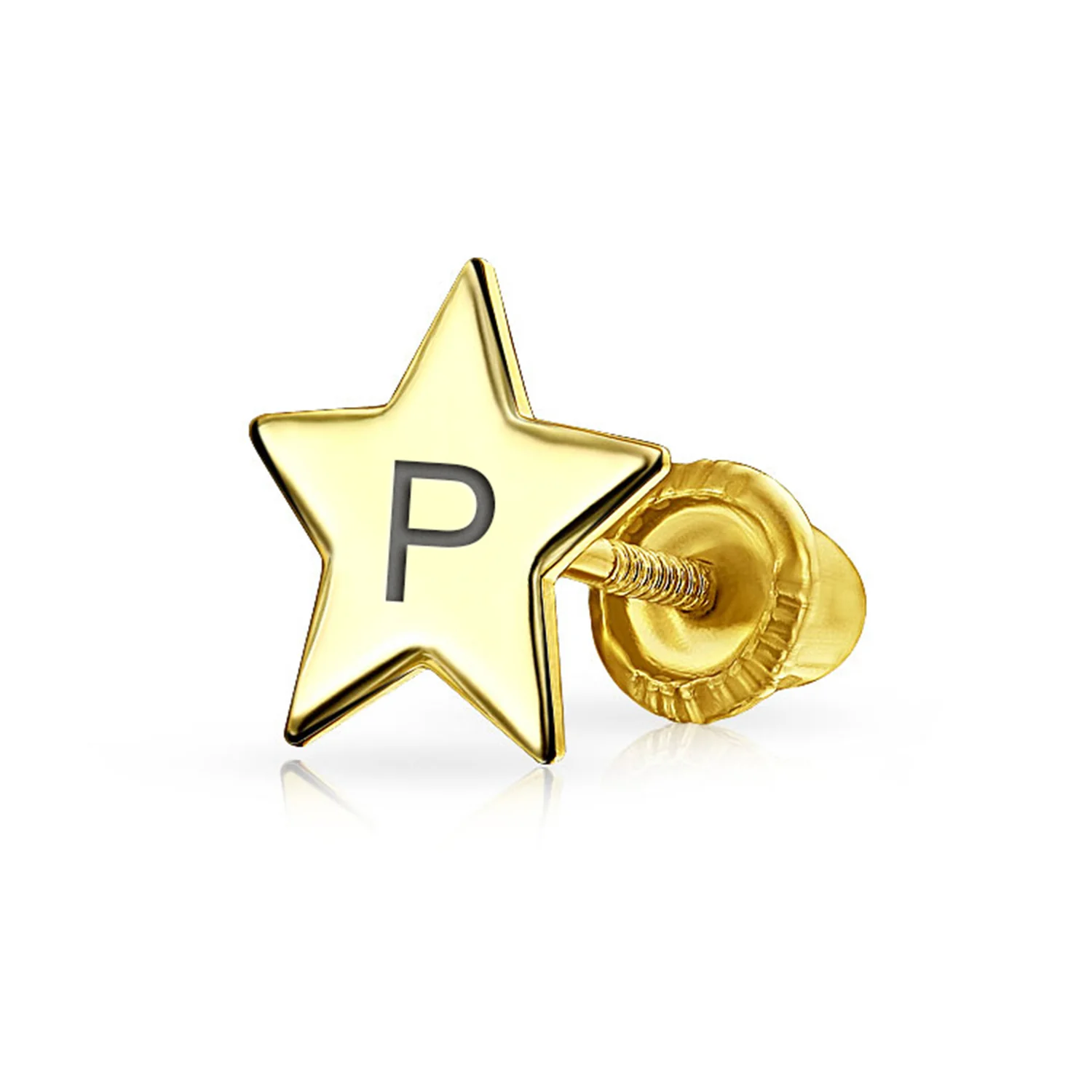 Minimalist Alphabet Cartilage Ear Stud Earrings 14K Gold USA Patriotic Design - Image 16