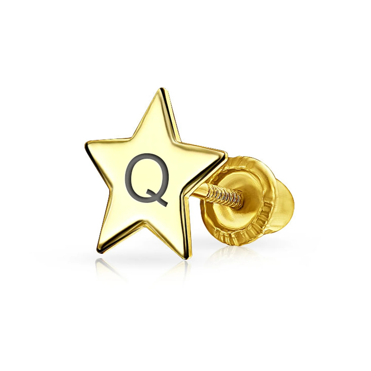 Minimalist Alphabet Cartilage Ear Stud Earrings 14K Gold USA Patriotic Design - Image 17