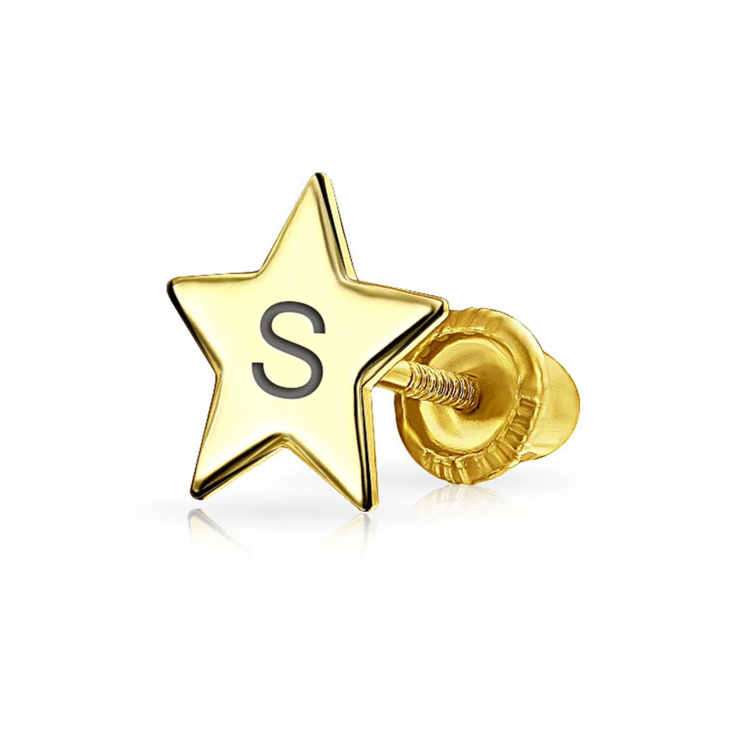 Minimalist Alphabet Cartilage Ear Stud Earrings 14K Gold USA Patriotic Design - Image 19