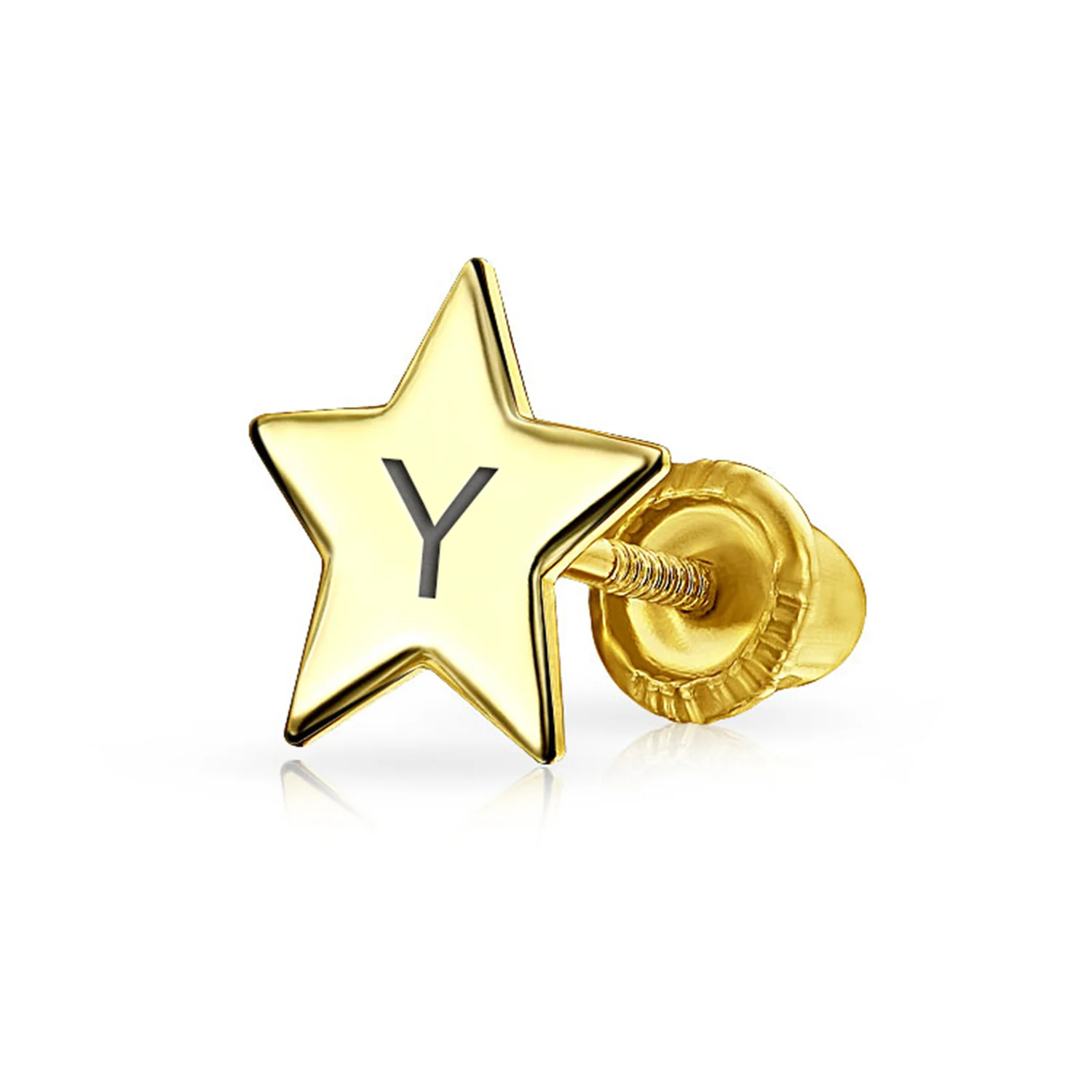 Minimalist Alphabet Cartilage Ear Stud Earrings 14K Gold USA Patriotic Design - Image 25