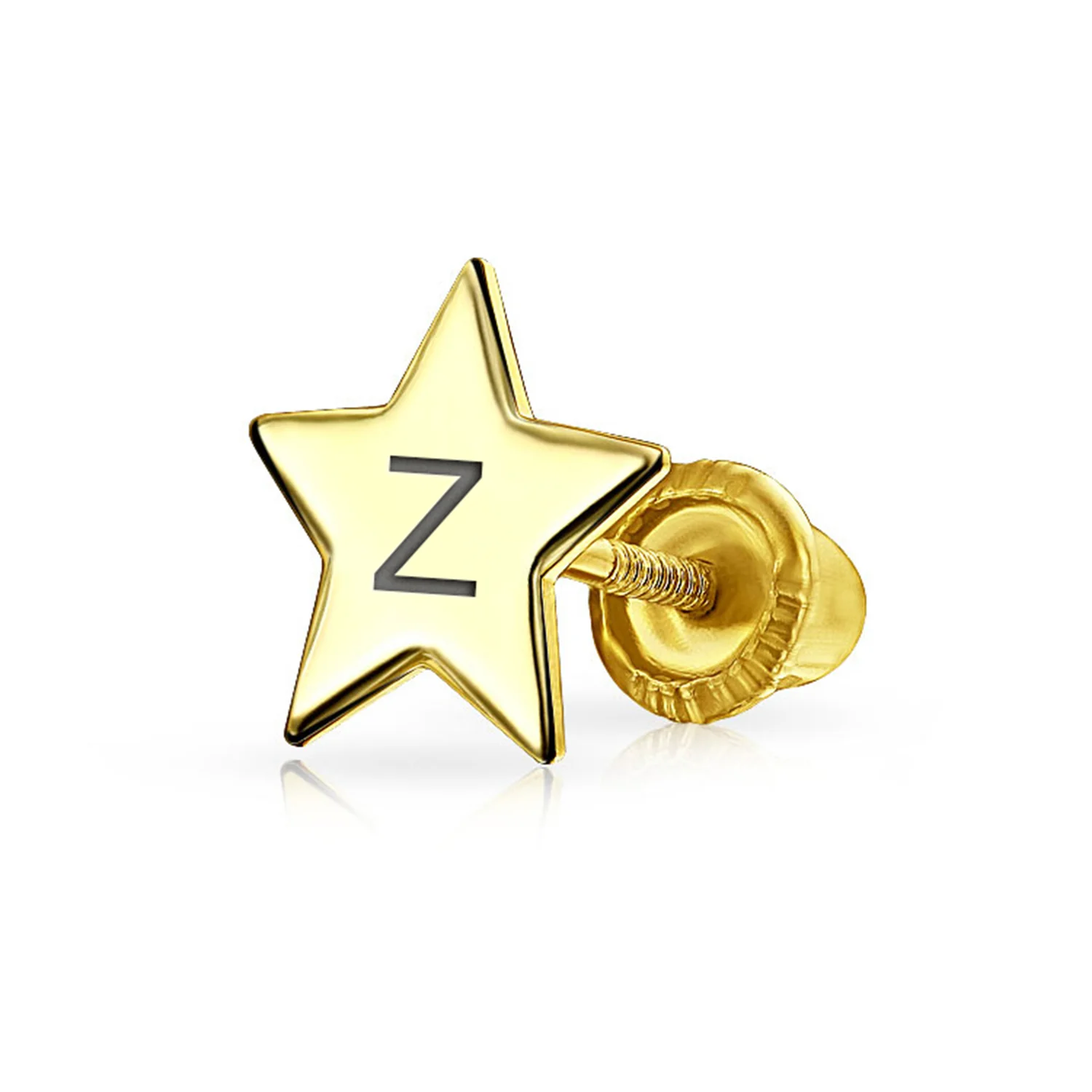Minimalist Alphabet Cartilage Ear Stud Earrings 14K Gold USA Patriotic Design - Image 26