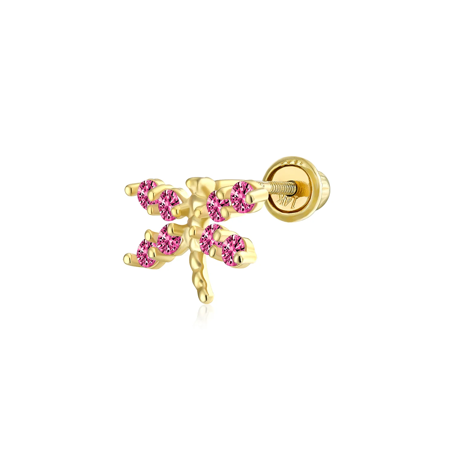 Minimalist CZ Dragonfly Cartilage Ear Stud in 14K Gold - Image 5