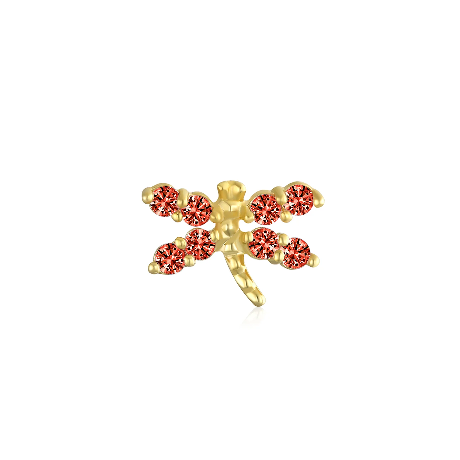 Minimalist CZ Dragonfly Cartilage Ear Stud in 14K Gold - Image 8