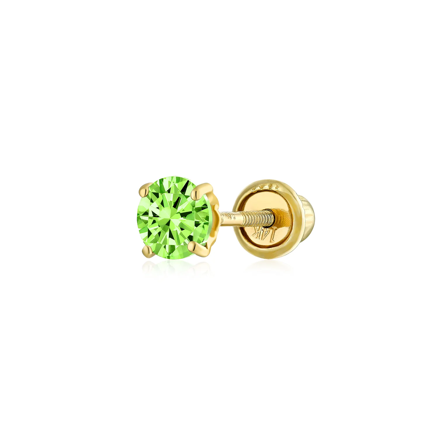 Tiny 3MM Blue Topaz Solitaire CZ Cartilage 1 Stud Earring Yellow 14K Gold Screwback - Image 10