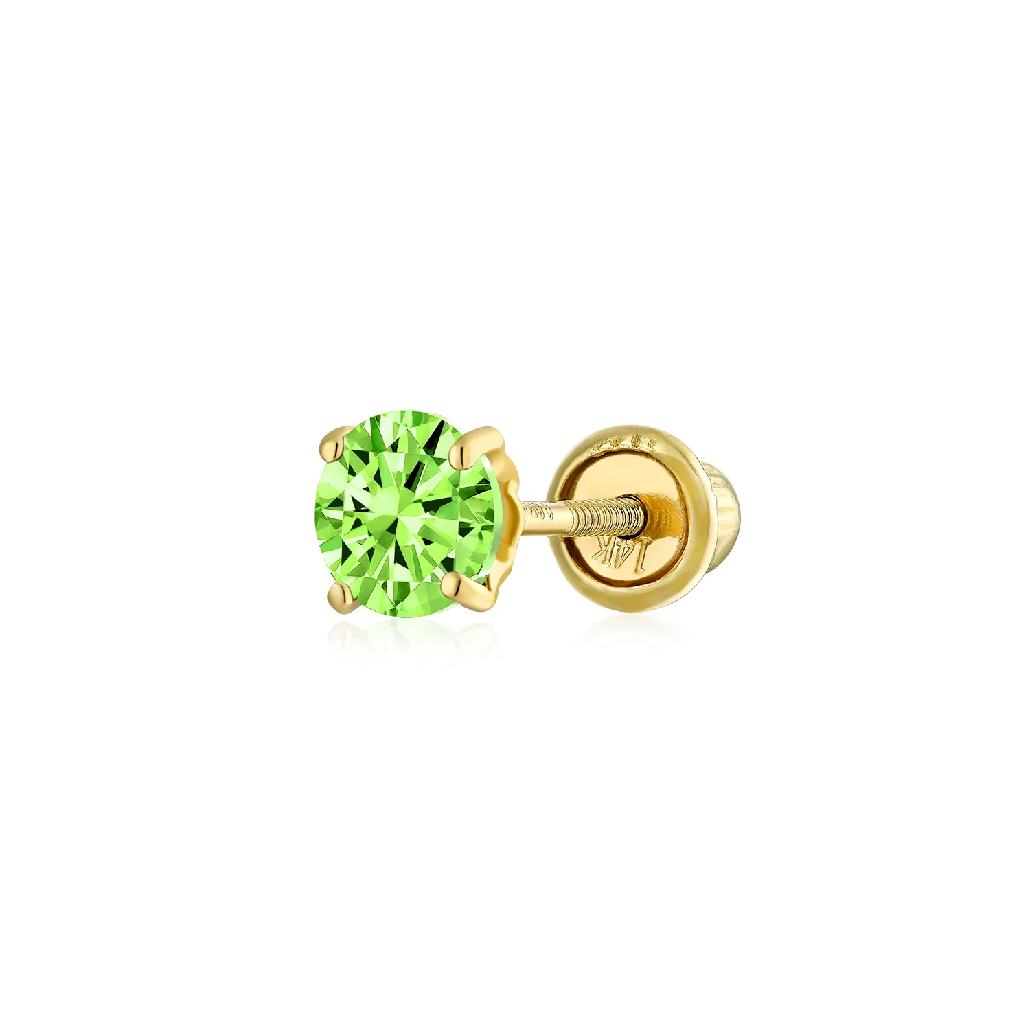 Tiny 3MM Blue Topaz Solitaire CZ Cartilage 1 Stud Earring Yellow 14K Gold Screwback - Image 3