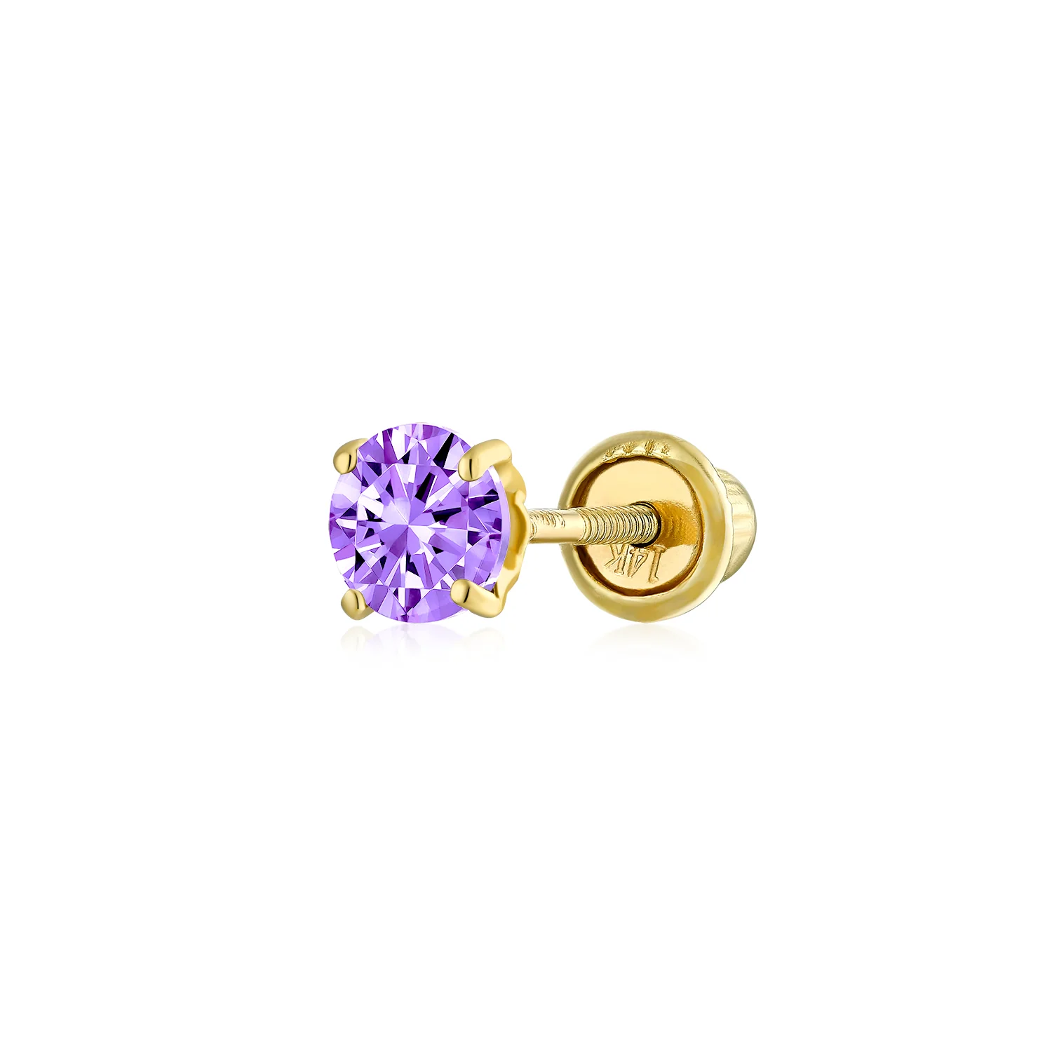 Tiny 3MM Blue Topaz Solitaire CZ Cartilage 1 Stud Earring Yellow 14K Gold Screwback - Image 5