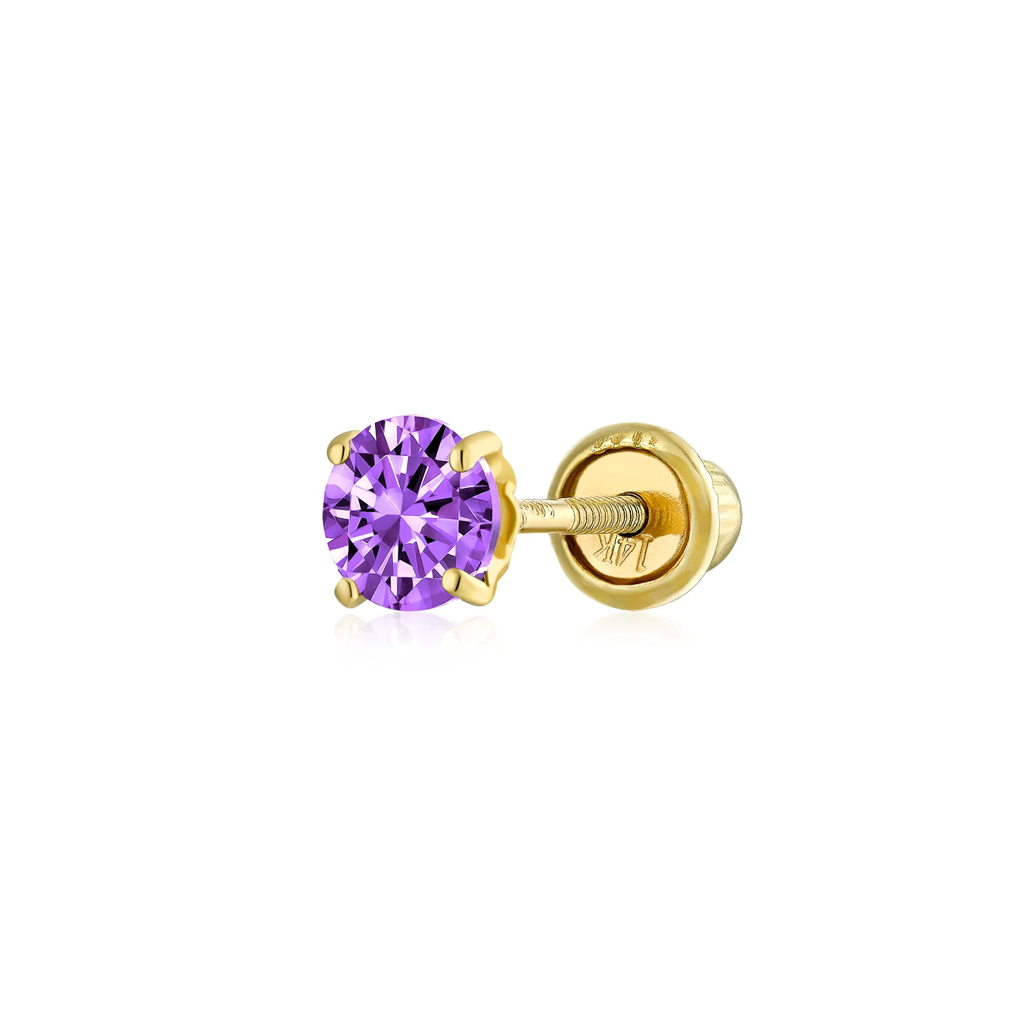 Tiny 3MM Blue Topaz Solitaire CZ Cartilage 1 Stud Earring Yellow 14K Gold Screwback - Image 6