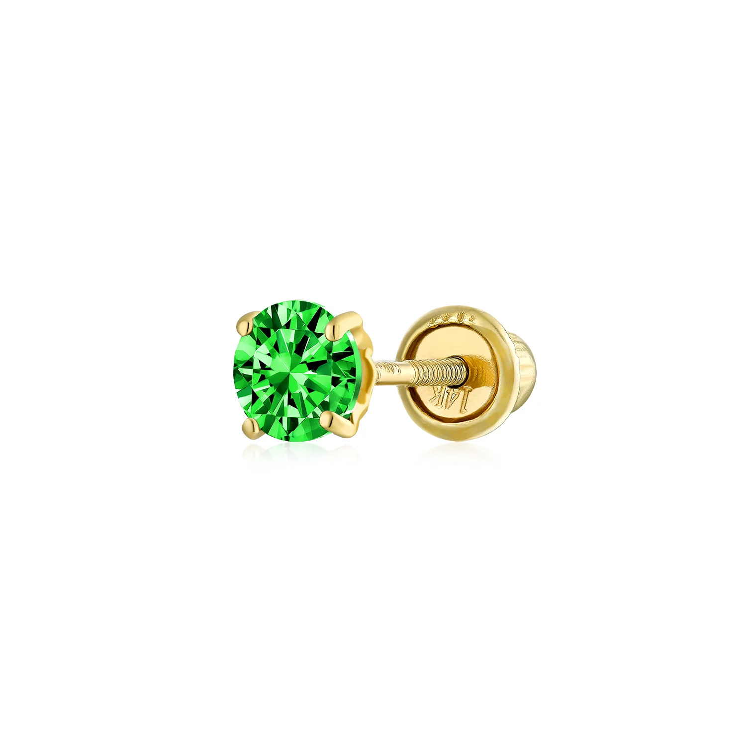 Tiny 3MM Blue Topaz Solitaire CZ Cartilage 1 Stud Earring Yellow 14K Gold Screwback - Image 8