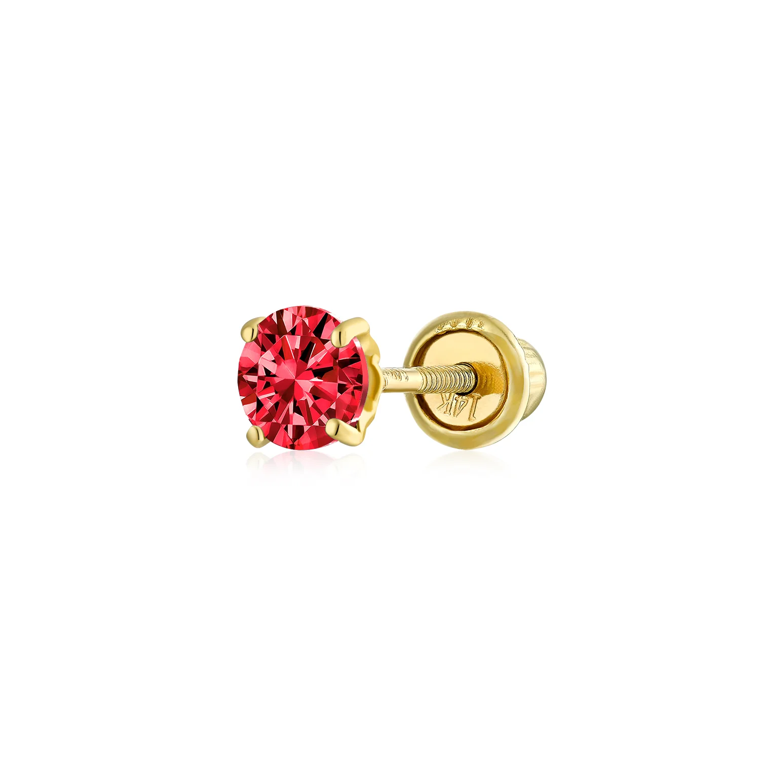 Tiny 3MM Blue Topaz Solitaire CZ Cartilage 1 Stud Earring Yellow 14K Gold Screwback - Image 9
