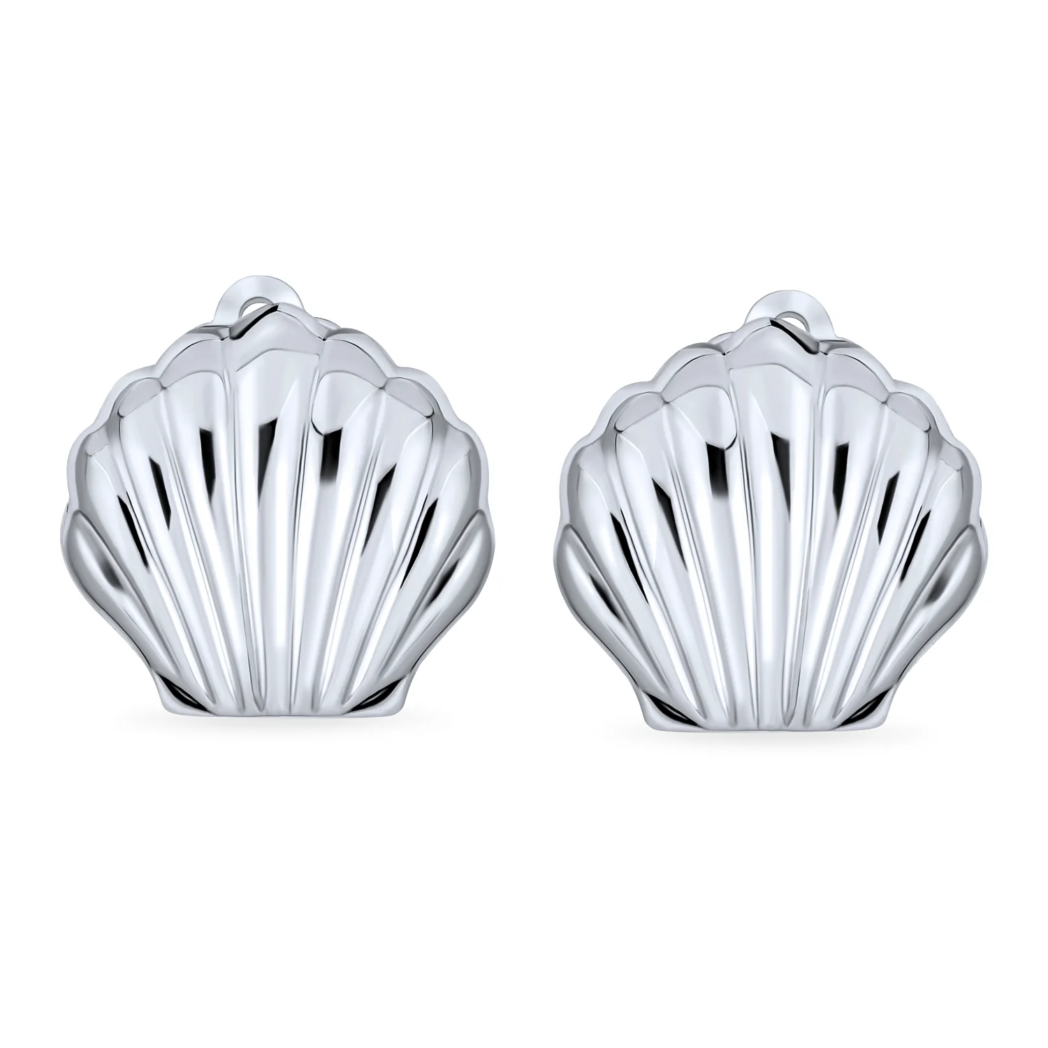 Carved Seashell Nautical Clip-On Earrings 14K Gold Plated Sterling Silver - Image 3