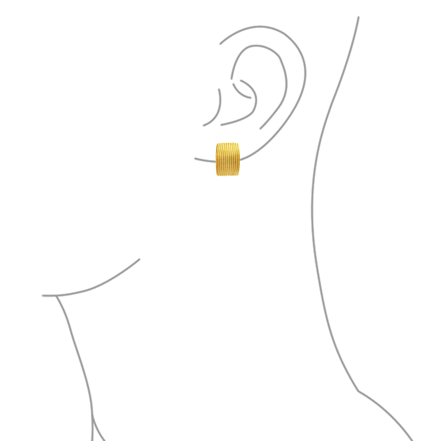 Casual Twisted Wide Half Hoop Clip-On Earrings for Non-Pierced Ears SilverGold - Image 7