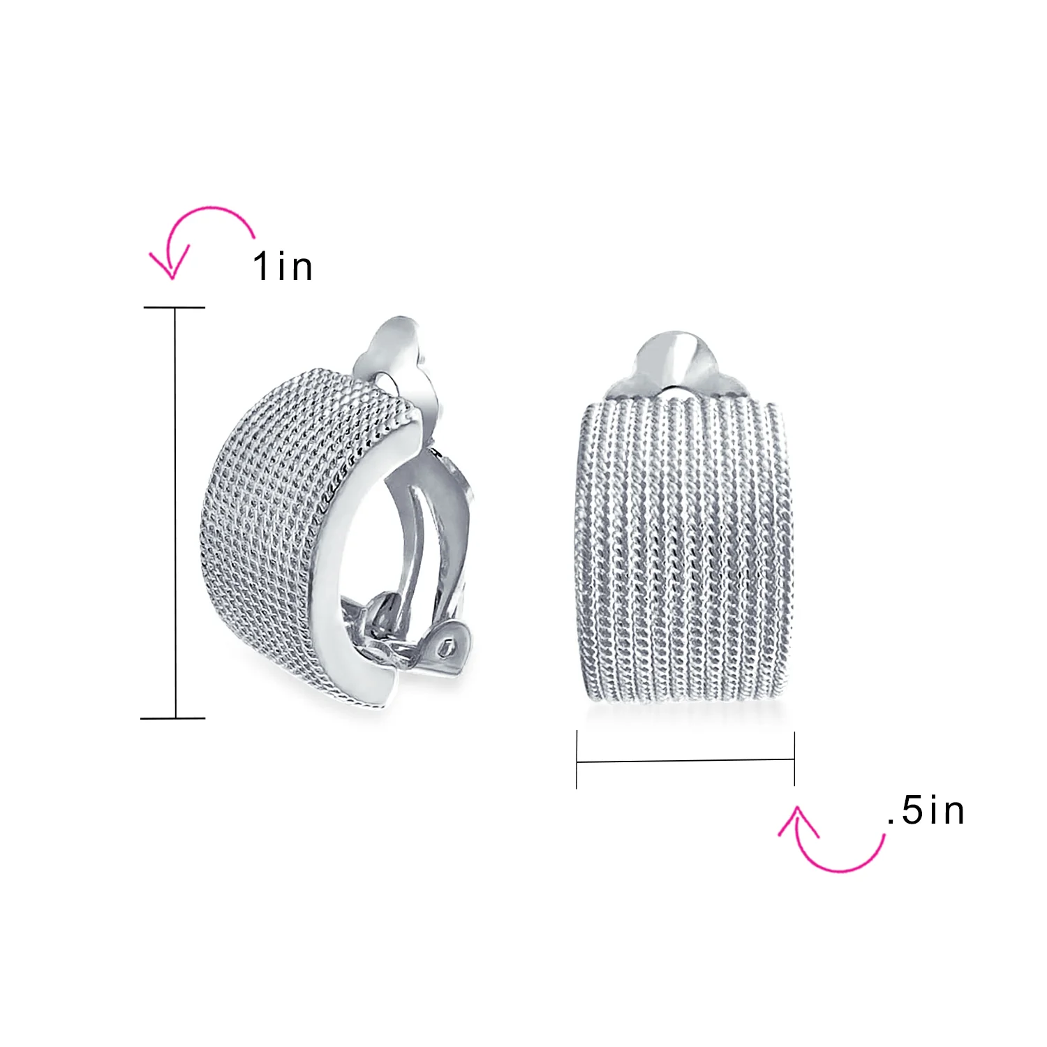 Casual Twisted Wide Half Hoop Clip-On Earrings for Non-Pierced Ears SilverGold - Image 9