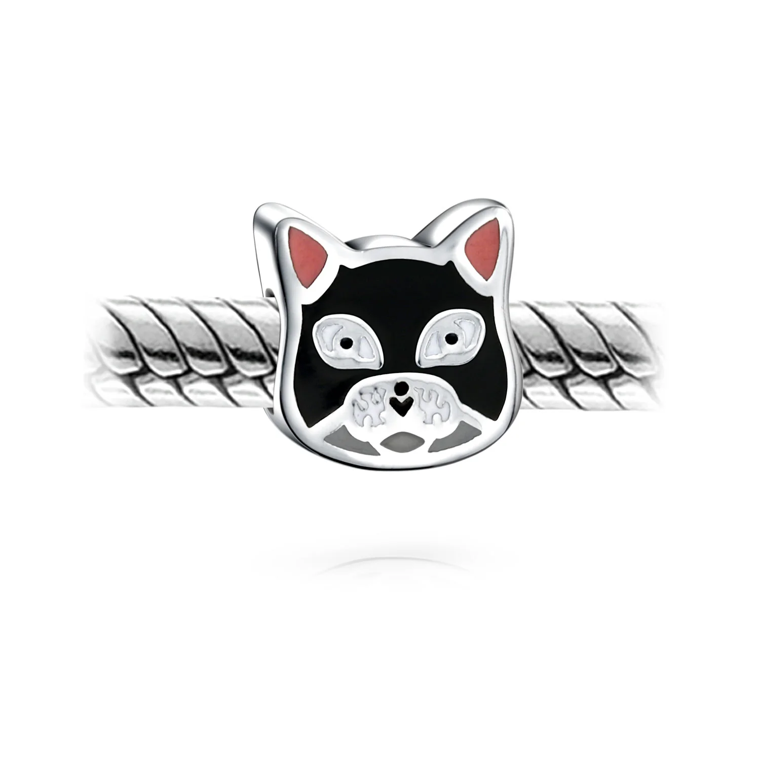 Set of 2 Kitten Black Cat & I Love My Cat Charm Bead Enamel Silver for Bracelet - Image 3