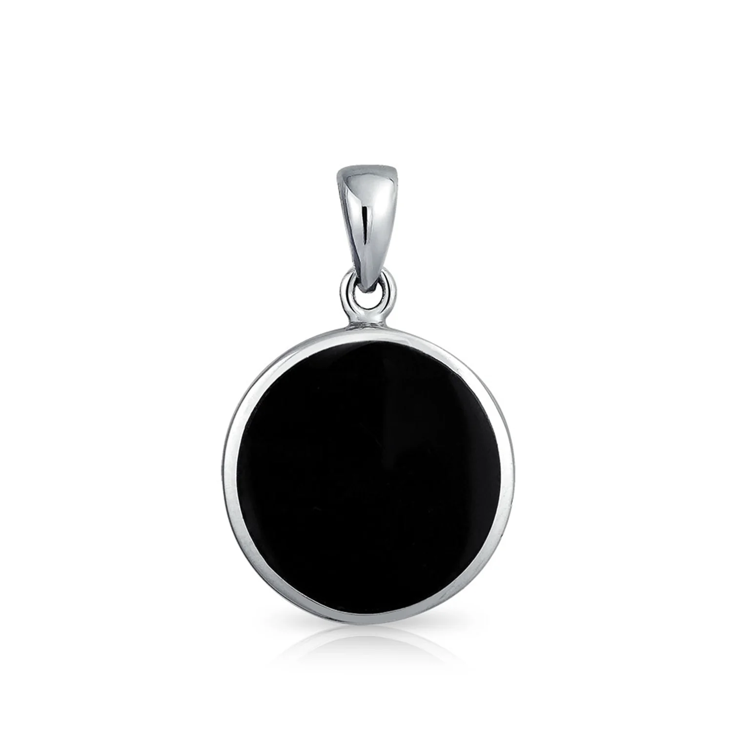 Celestial Black Enamel Crescent Moon Sun Pendant Necklace Sterling Silver Teens - Image 2