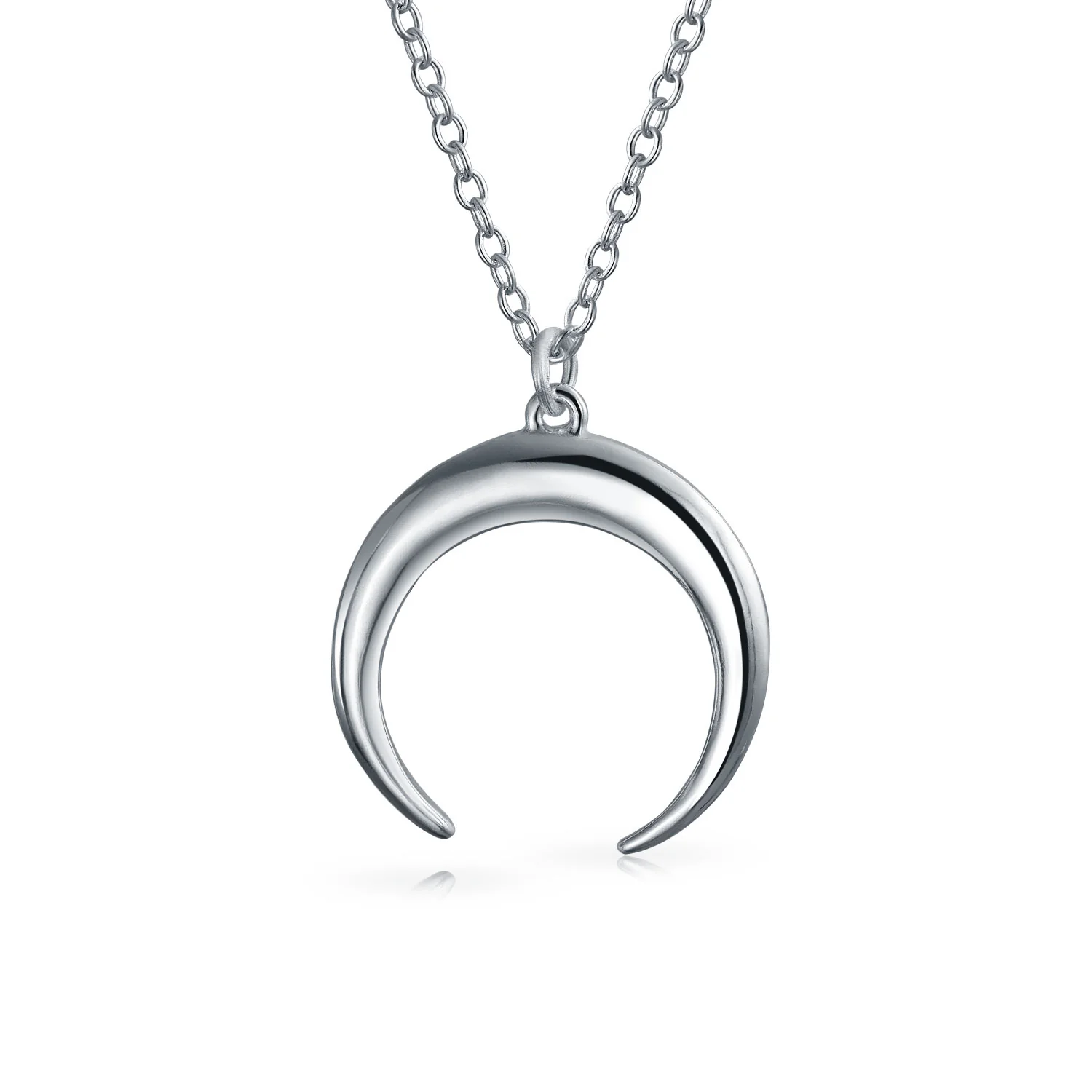 Trendy Horn Half Protection Symbol Pendant Necklace .925 Sterling Silver
