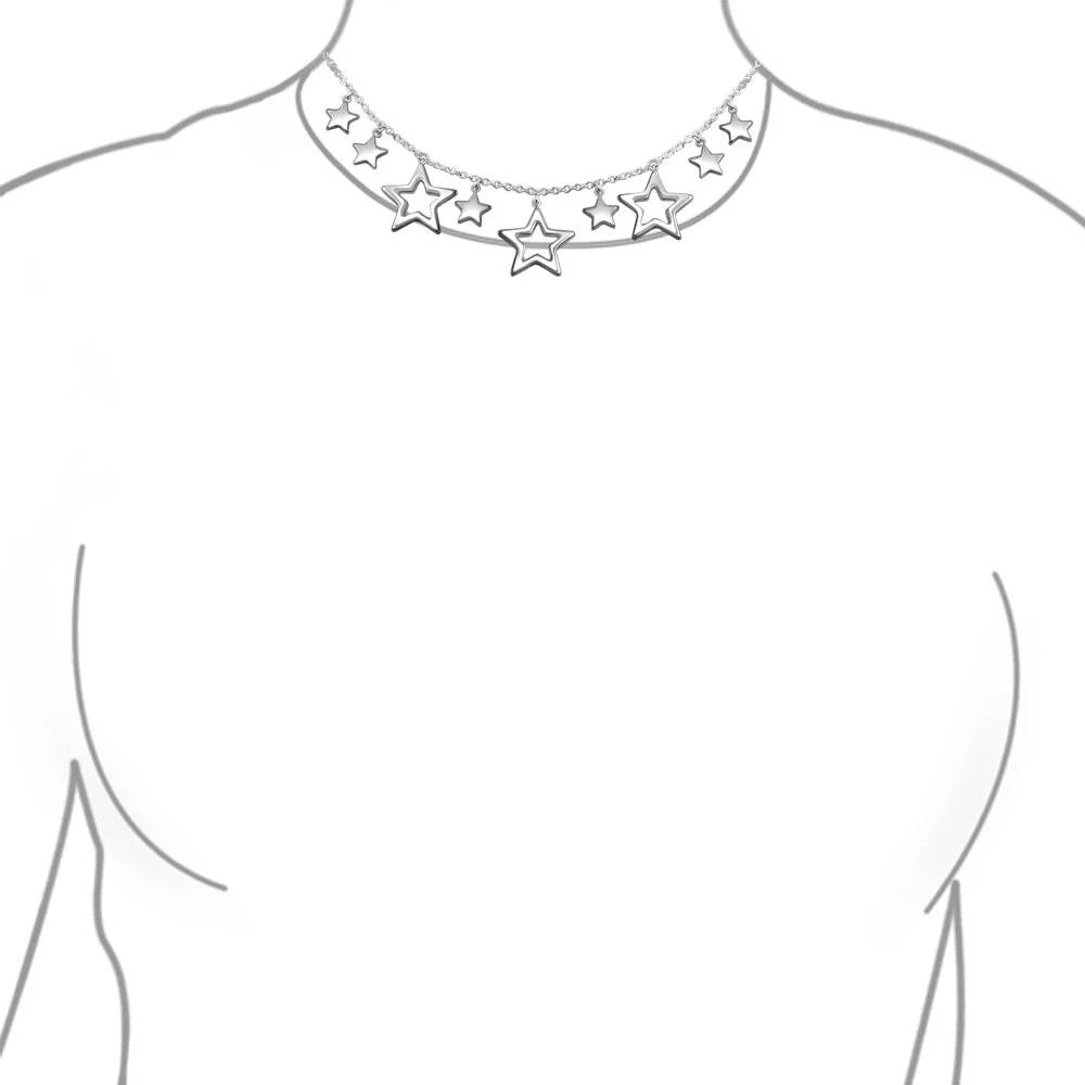 Celestial USA Patriotic Star Bib Statement Collar Necklace in Sterling Silver - Image 3