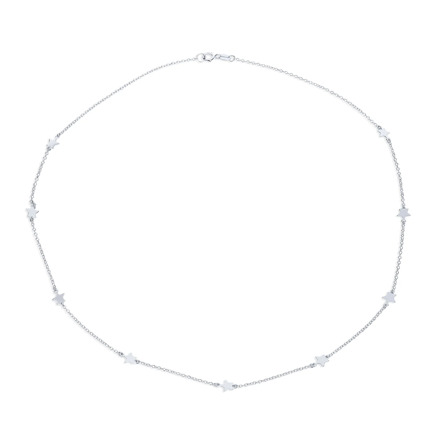Dainty Celestial Multi Star Strand Necklace in Sterling Silver USA Patriotic Design