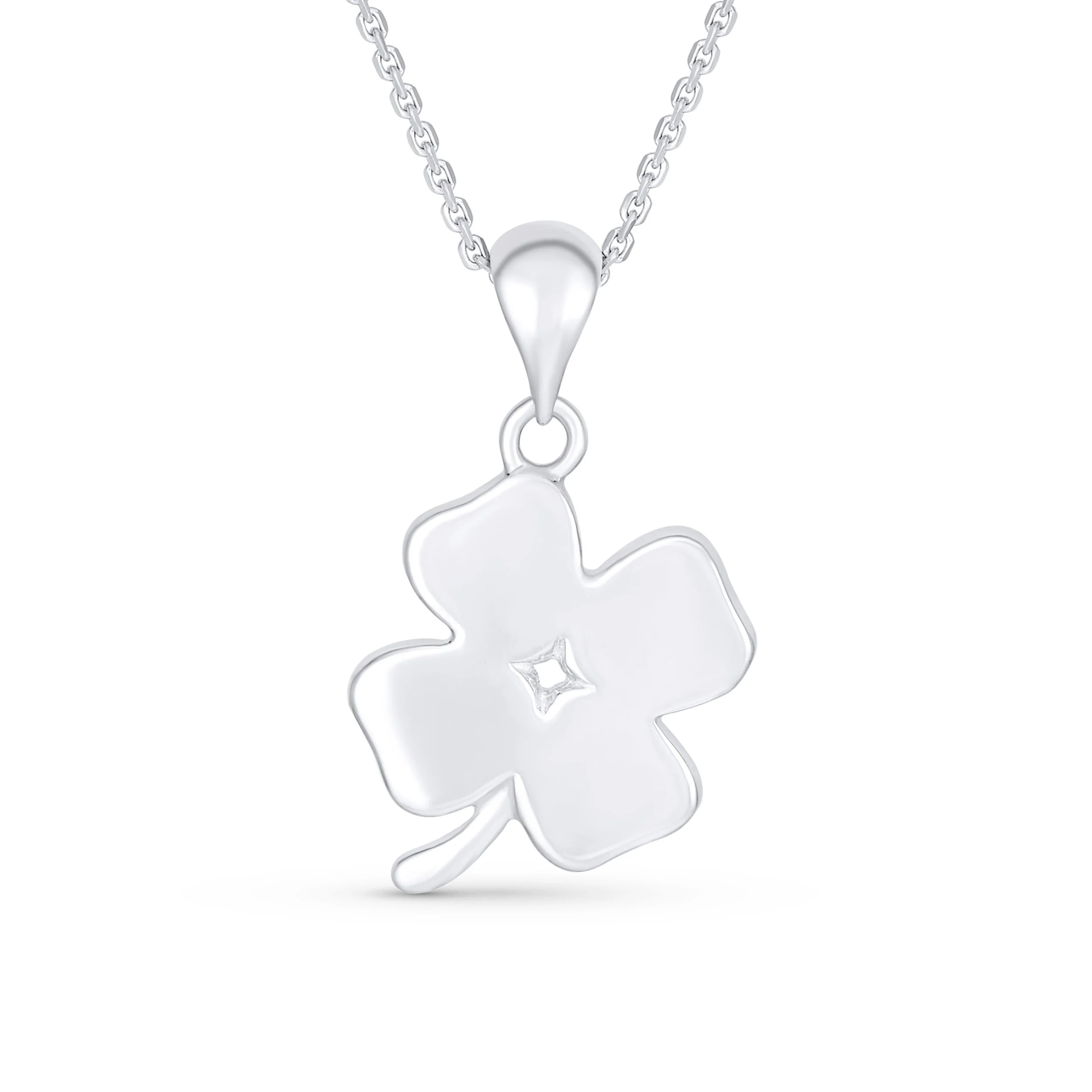 Celtic Irish Good Luck Green Crystal Clover Pendant Necklace Sterling Silver - Image 2