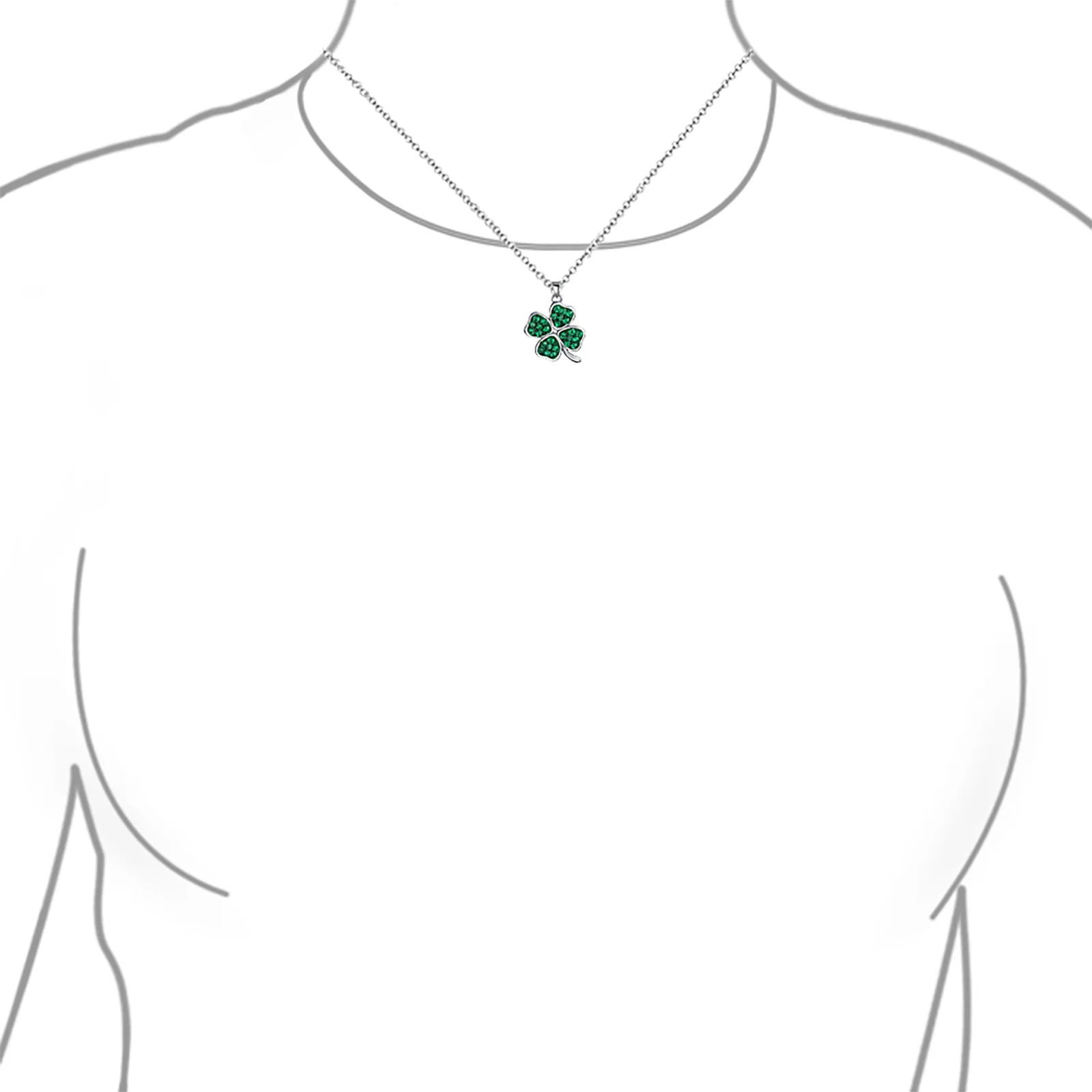 Celtic Irish Good Luck Green Crystal Clover Pendant Necklace Sterling Silver - Image 3