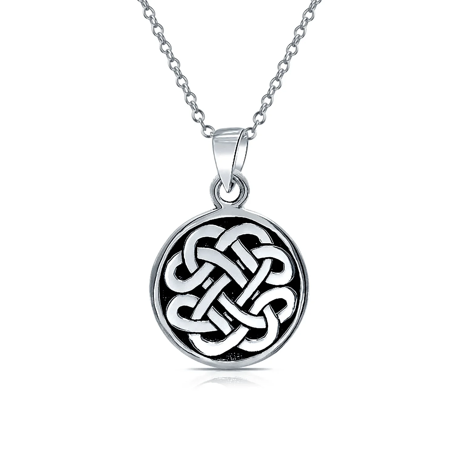 Celtic Knot Necklace & Trinity Infinity Stud Earrings Set Oxidized Silver - Image 3
