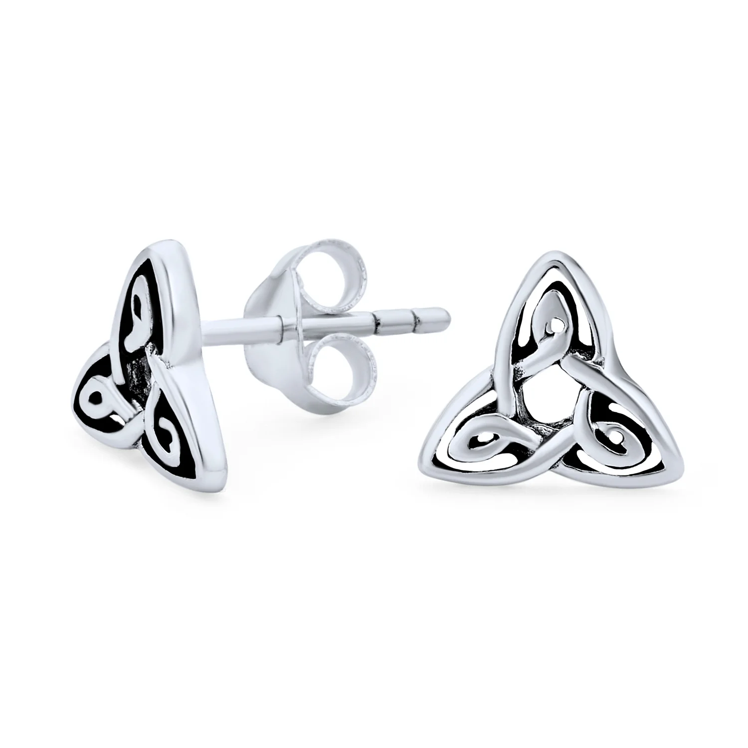 Celtic Knot Necklace & Trinity Infinity Stud Earrings Set Oxidized Silver - Image 6