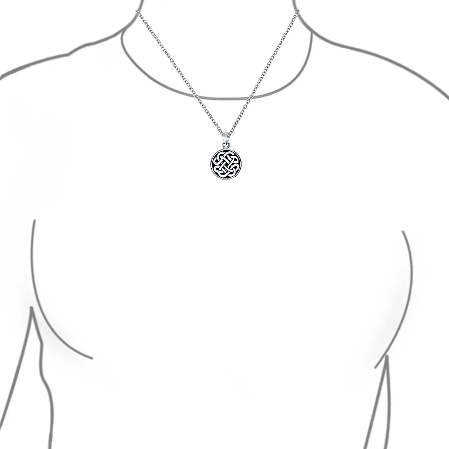 Celtic Love Knot Medallion Pendant Necklace Irish Friendship Circle Oxidized.925 Sterling Silver - Image 4
