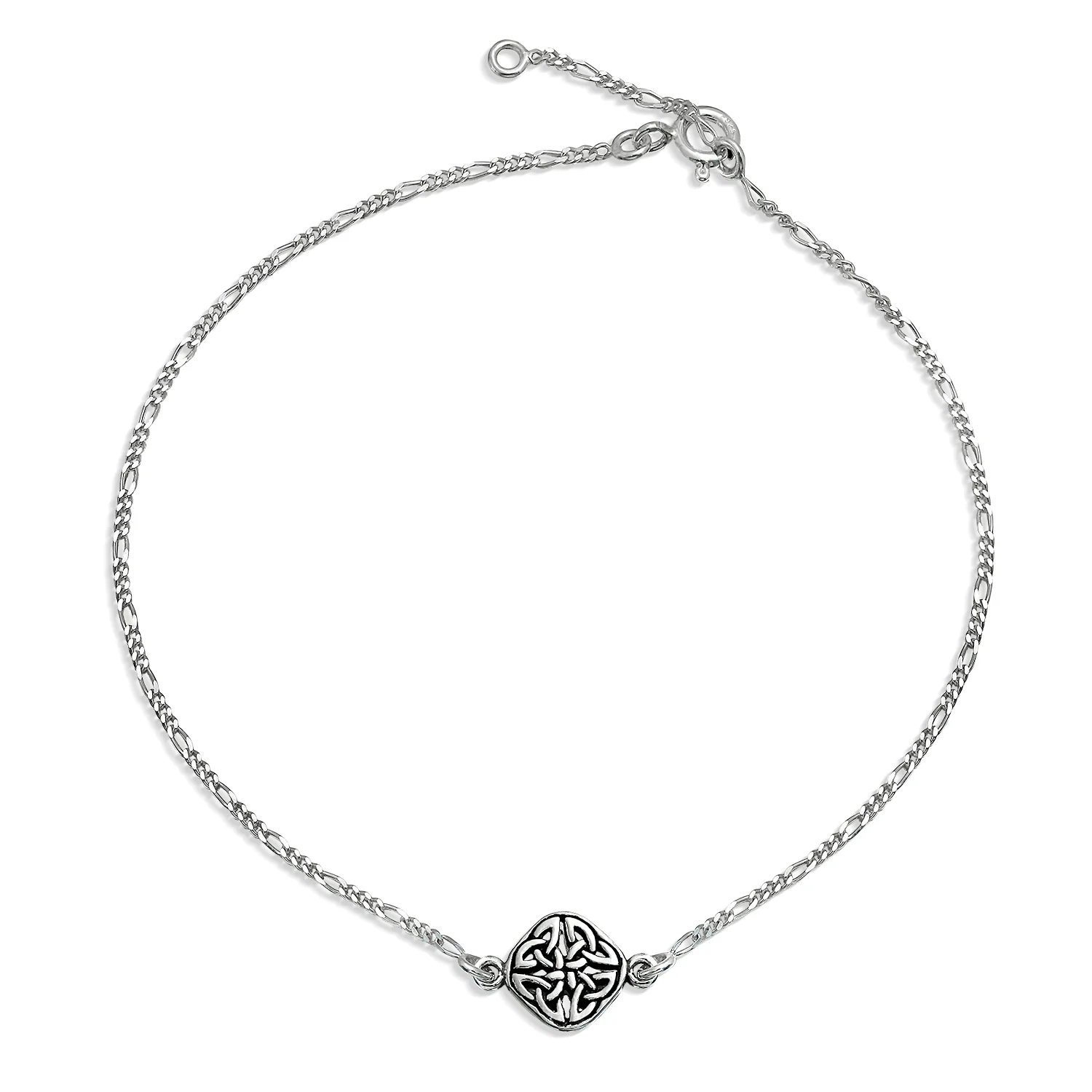 Knotwork Celtic Love Knot Anklet Ankle Bracelet .925 Sterling Silver Adjustable
