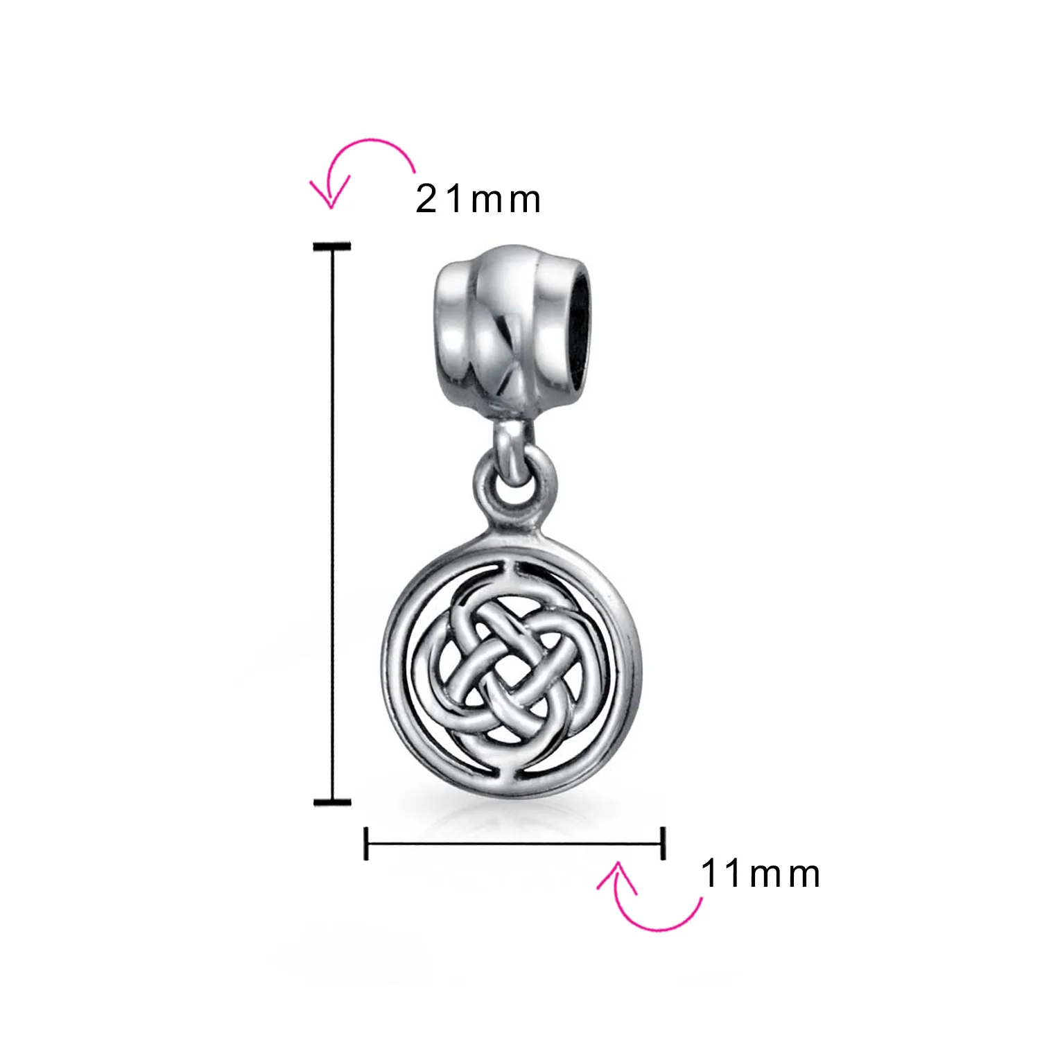 Set of 2 Romantic Celtic Love Knot Infinity Dangle Charm Bead Sterling Silver - Image 4