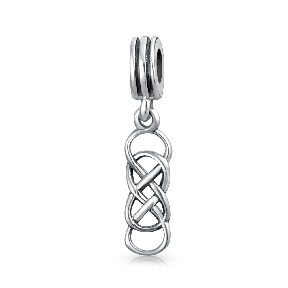 Set of 2 Romantic Celtic Love Knot Infinity Dangle Charm Bead Sterling Silver - Image 5