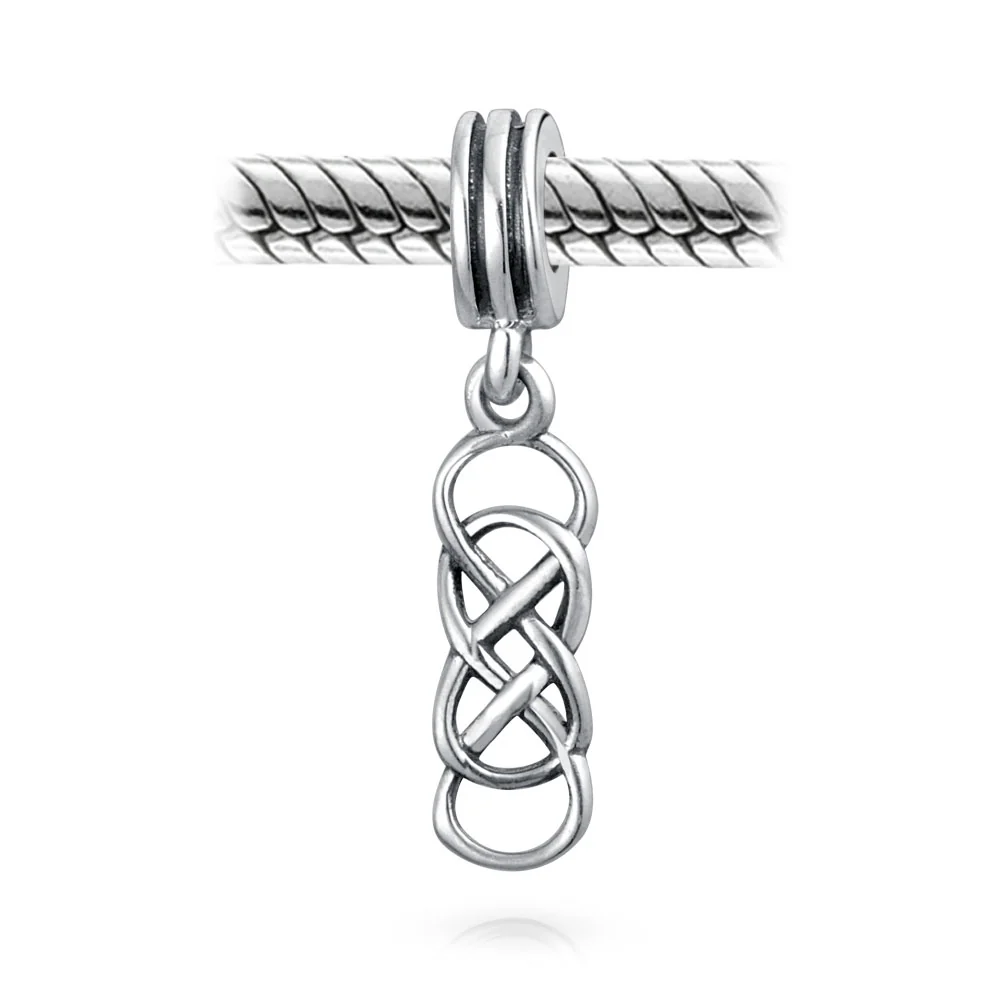 Set of 2 Romantic Celtic Love Knot Infinity Dangle Charm Bead Sterling Silver - Image 6