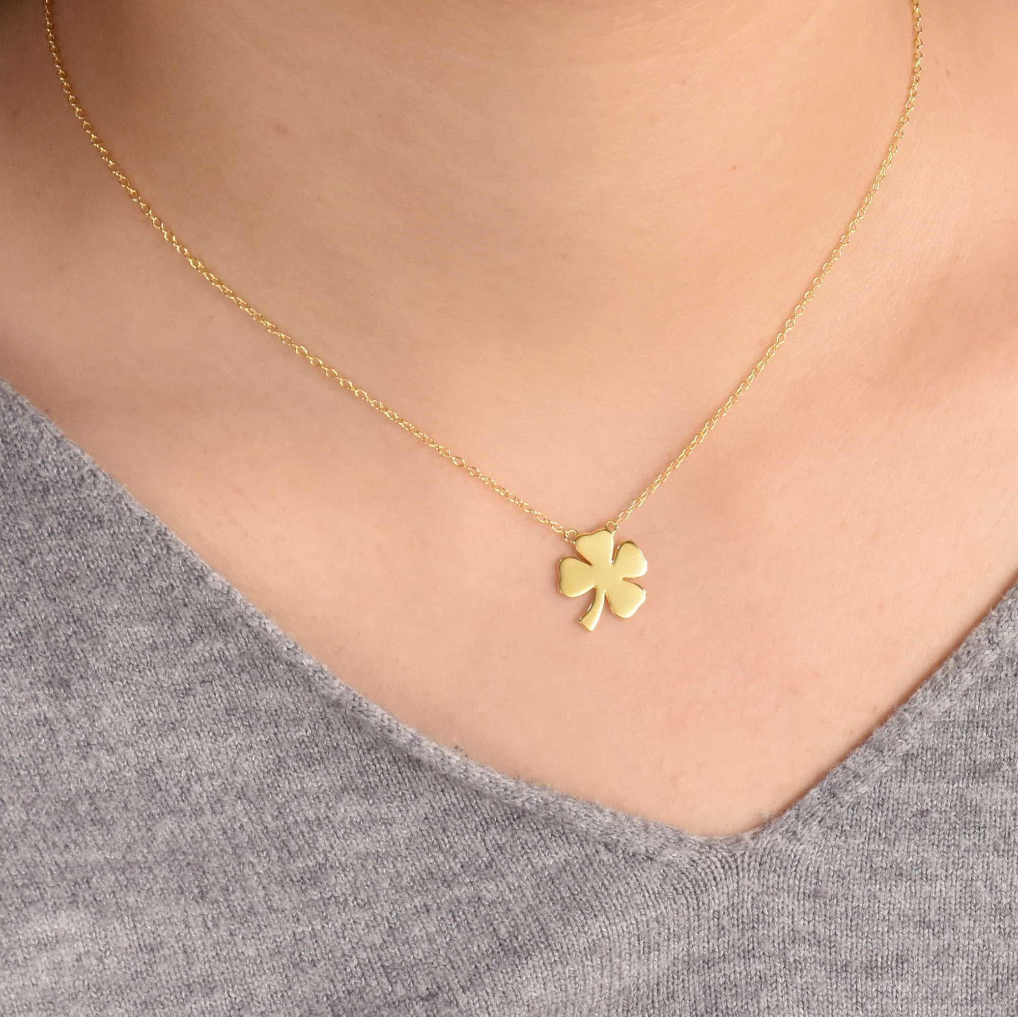 Celtic Shamrock Good Luck Charm Clover Pendant Necklace 14K Gold Plated Silver - Image 6