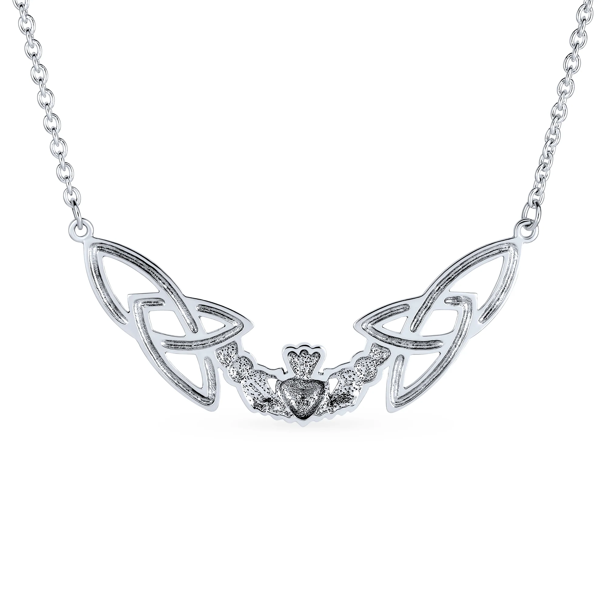Romantic Celtic Claddagh Collar Necklace Trinity Love Knot Friendship .925 Sterling Silver Gift - Image 2