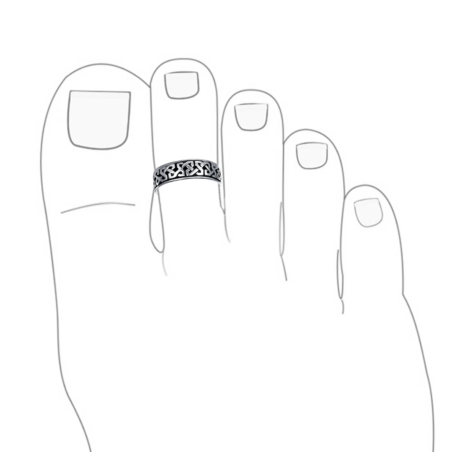 Set of 2 Celtic Trinity Knot Toe Ring Oxidized Sterling Silver Pinky Midi Design - Image 3