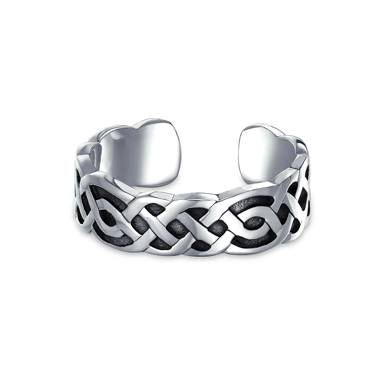 Set of 2 Celtic Trinity Knot Toe Ring Oxidized Sterling Silver Pinky Midi Design - Image 4