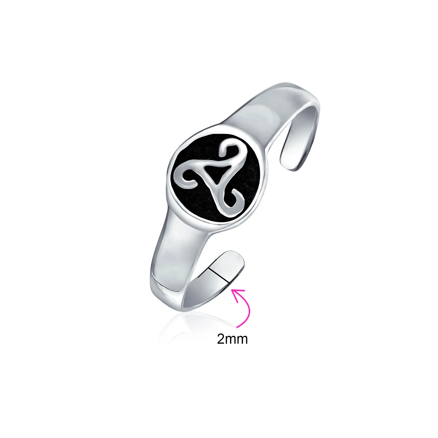 Celtic Trinity Knot Toe Ring Oxidized Sterling Silver Pinky Midi Design - Image 3